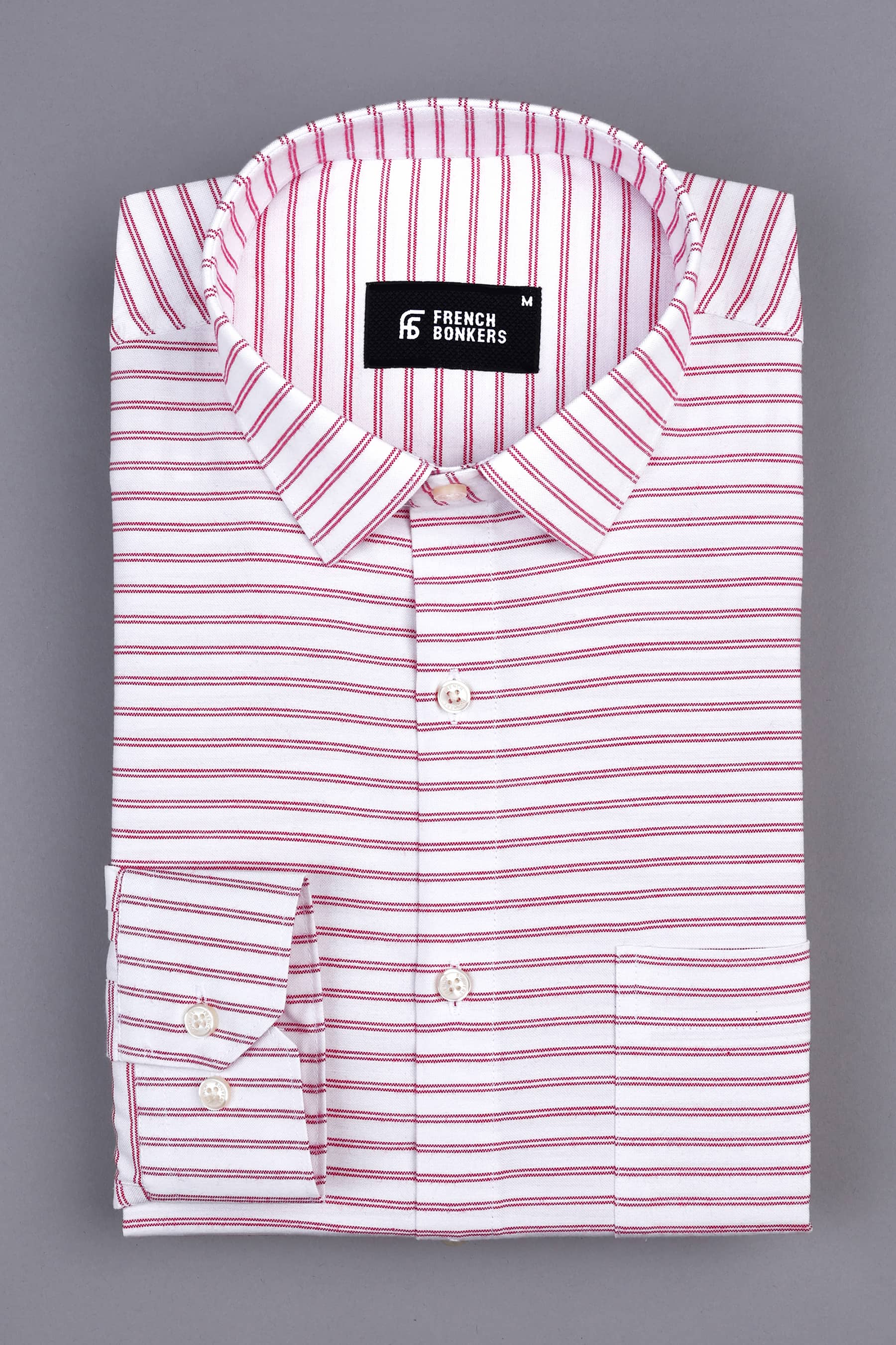 Salt white with cardinal red double line regency stripe shirt