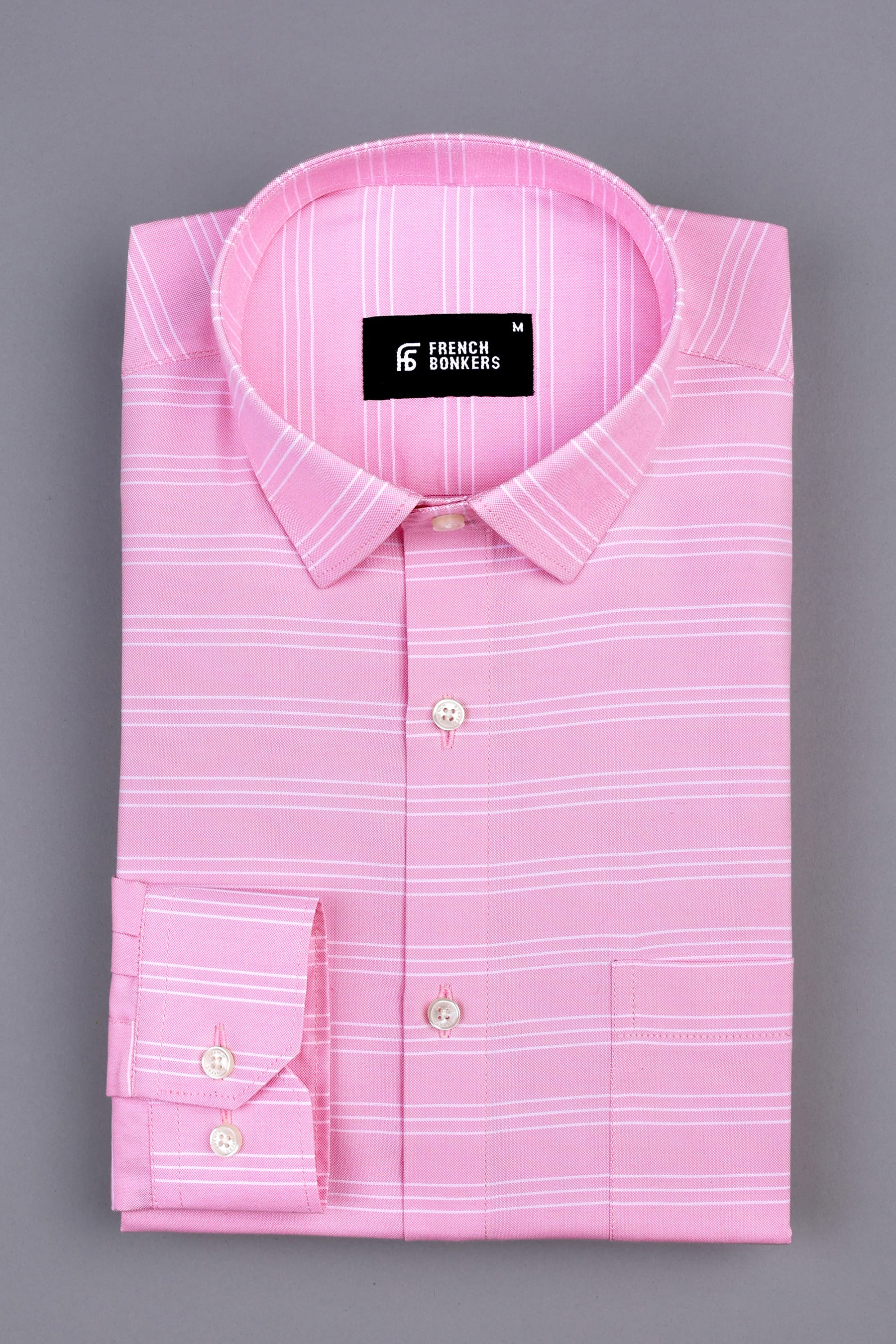 Shampoo pink with white triple line aradonis stripe shirt