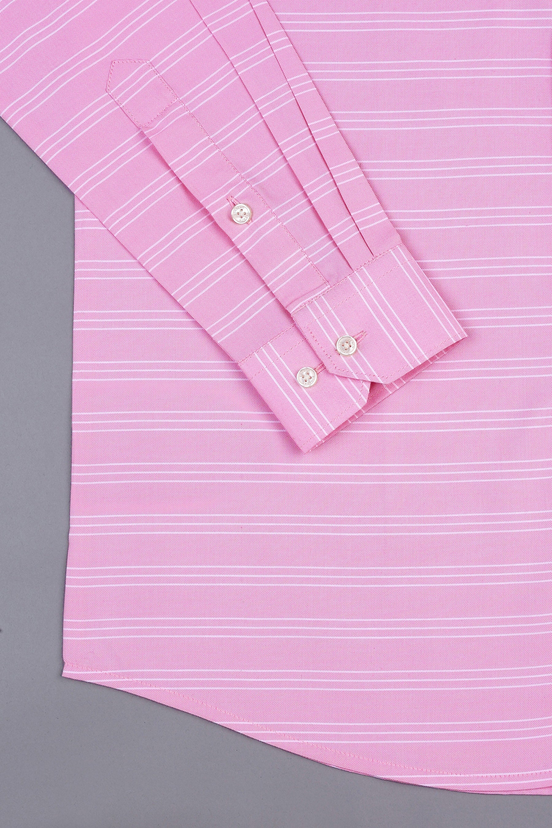 Shampoo pink with white triple line aradonis stripe shirt