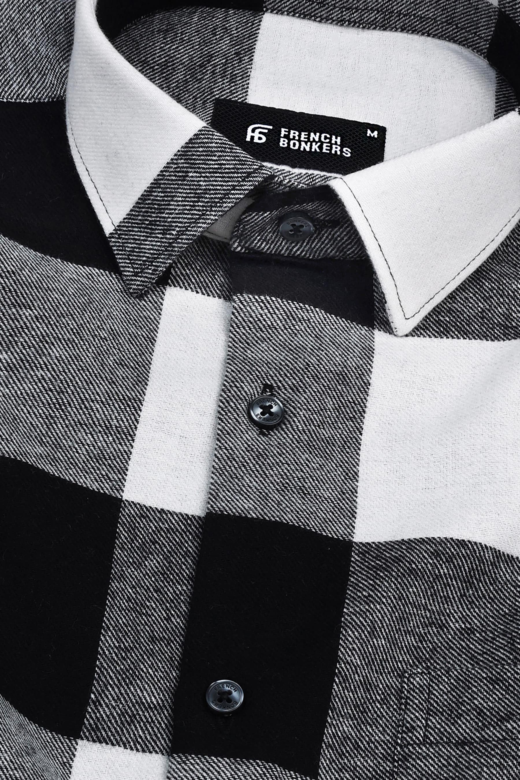 Cream white with black plaid flannel check shirt