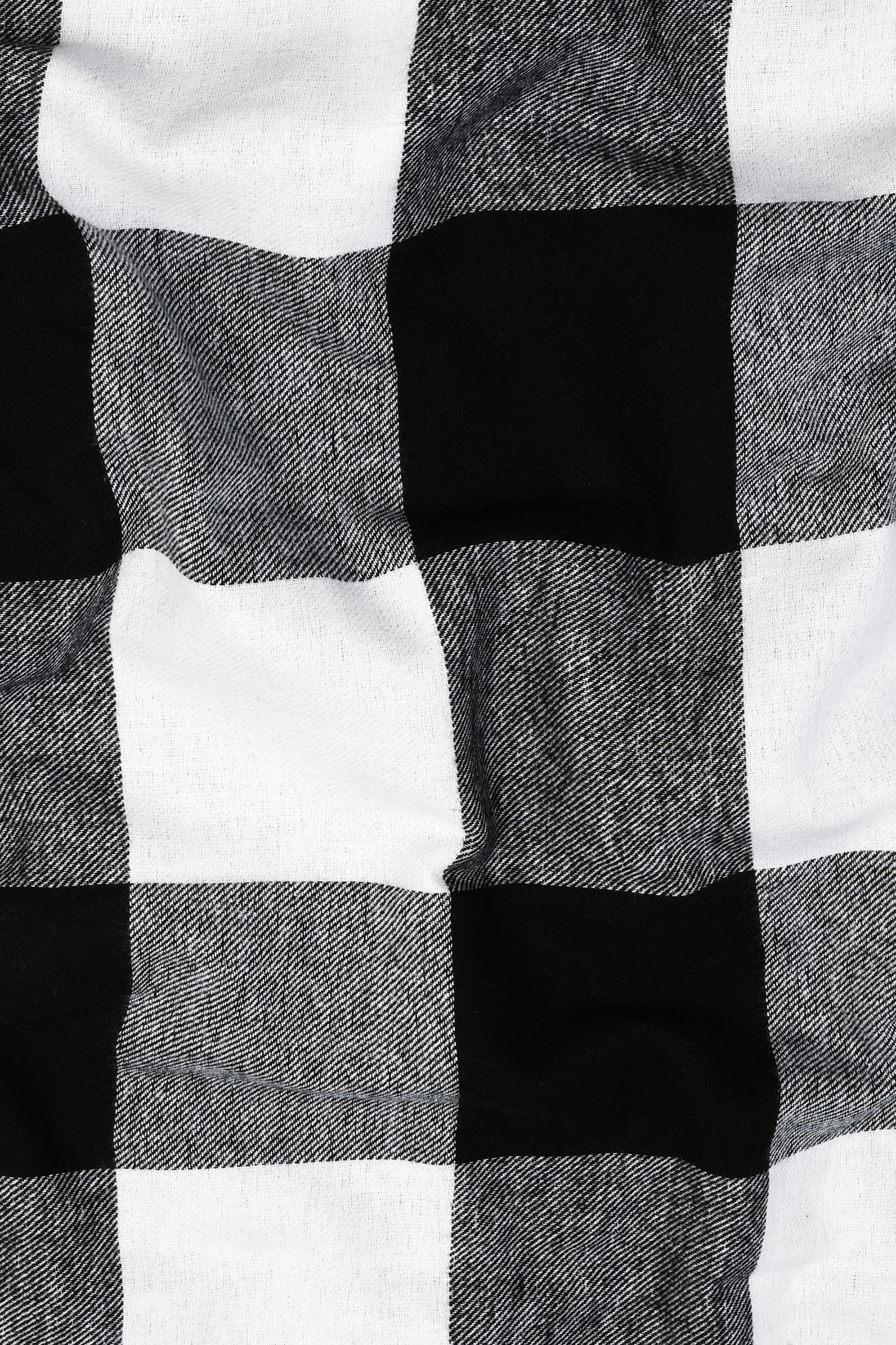 Cream white with black plaid flannel check shirt