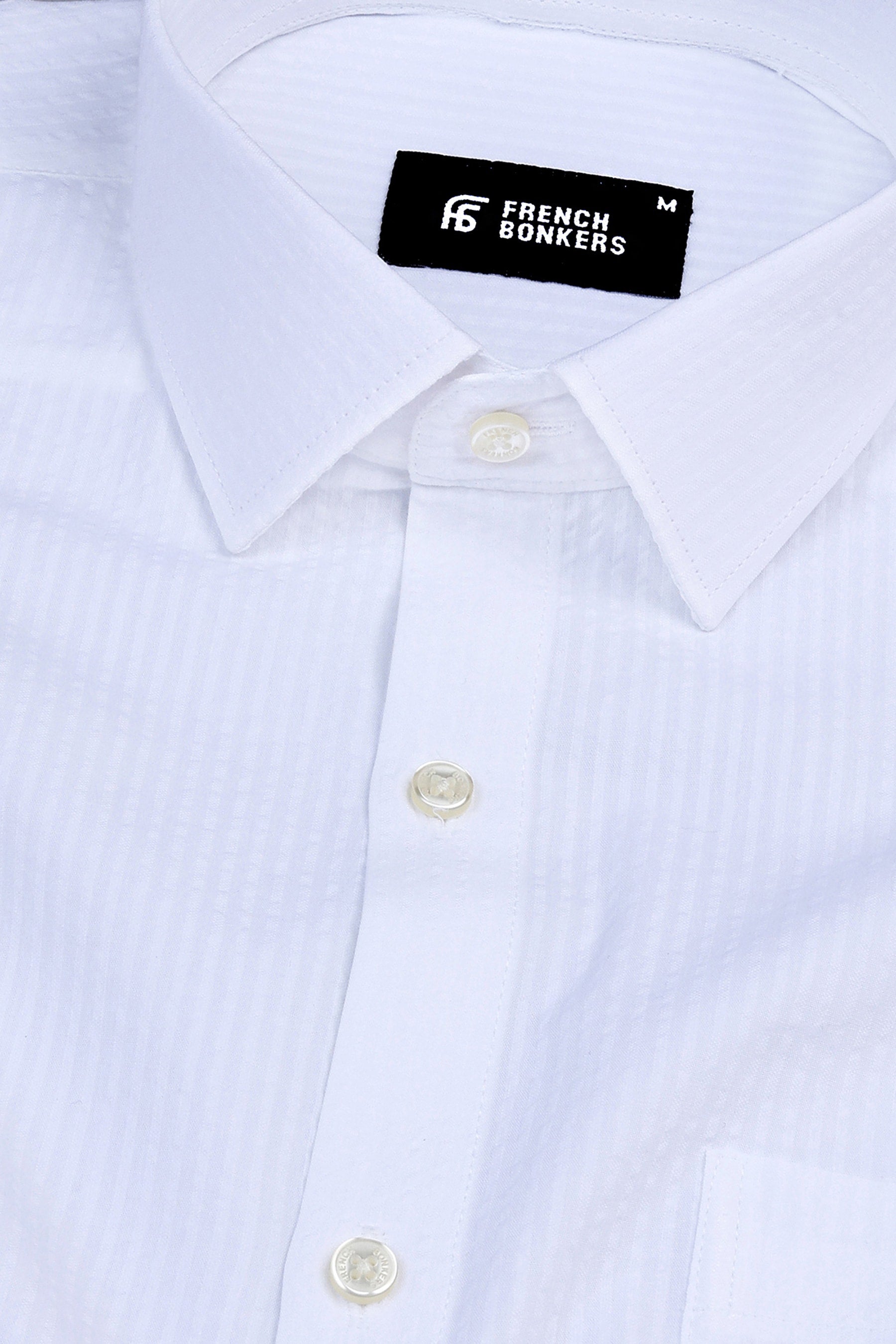 Seashall white seersucker pin stripe cotton shirt