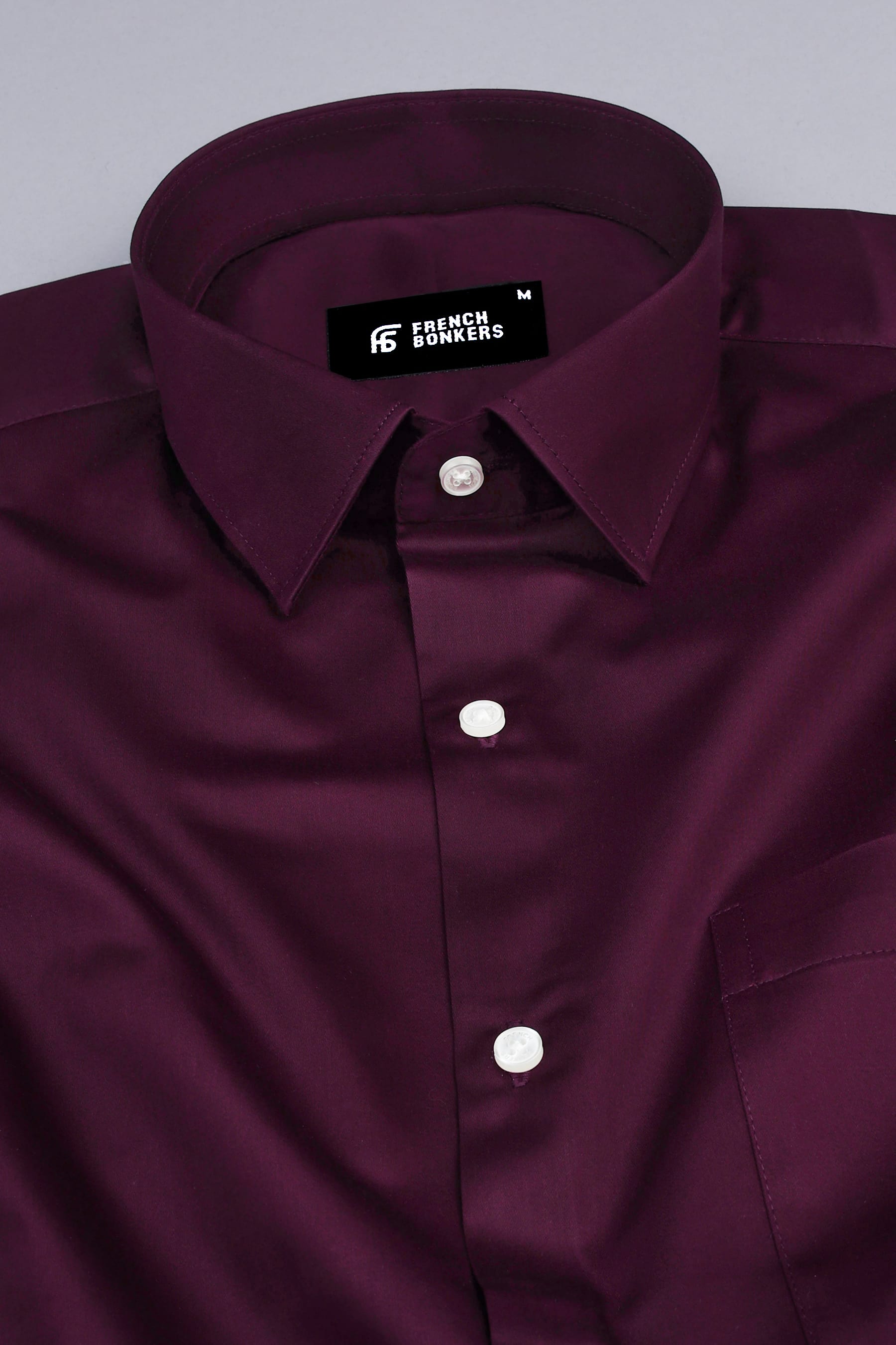Burgundy red cotton satin shirt