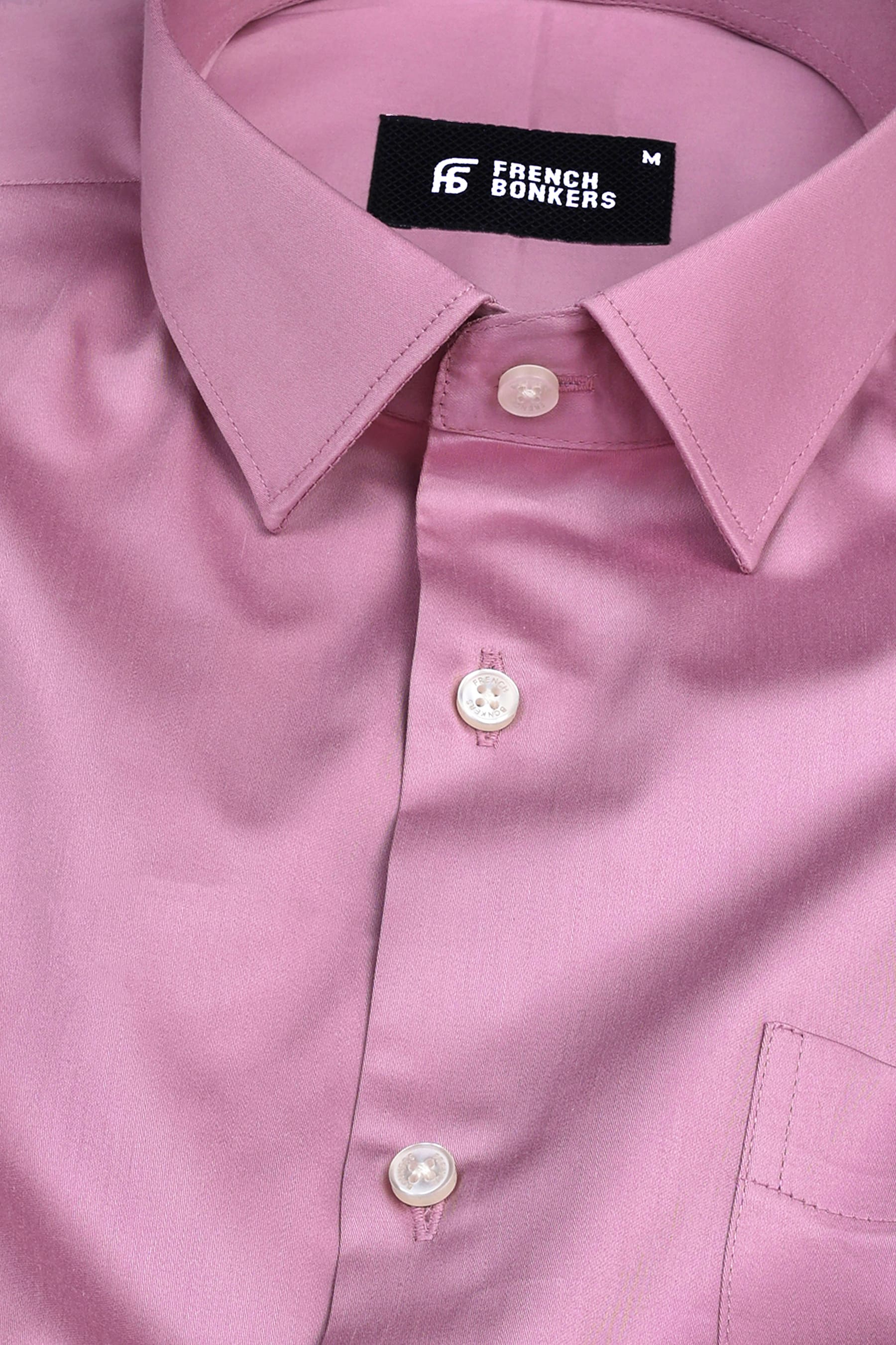 Tea rose pink cotton satin shirt