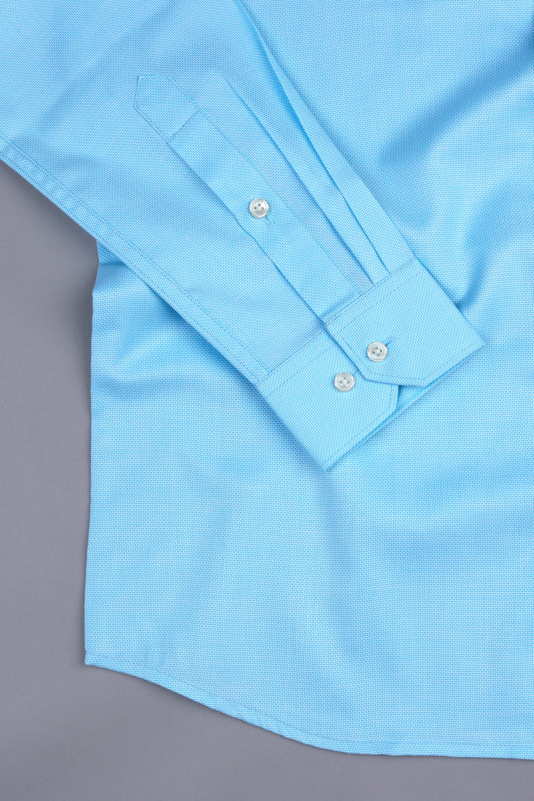 Turquoise sky blue dobby texture shirt