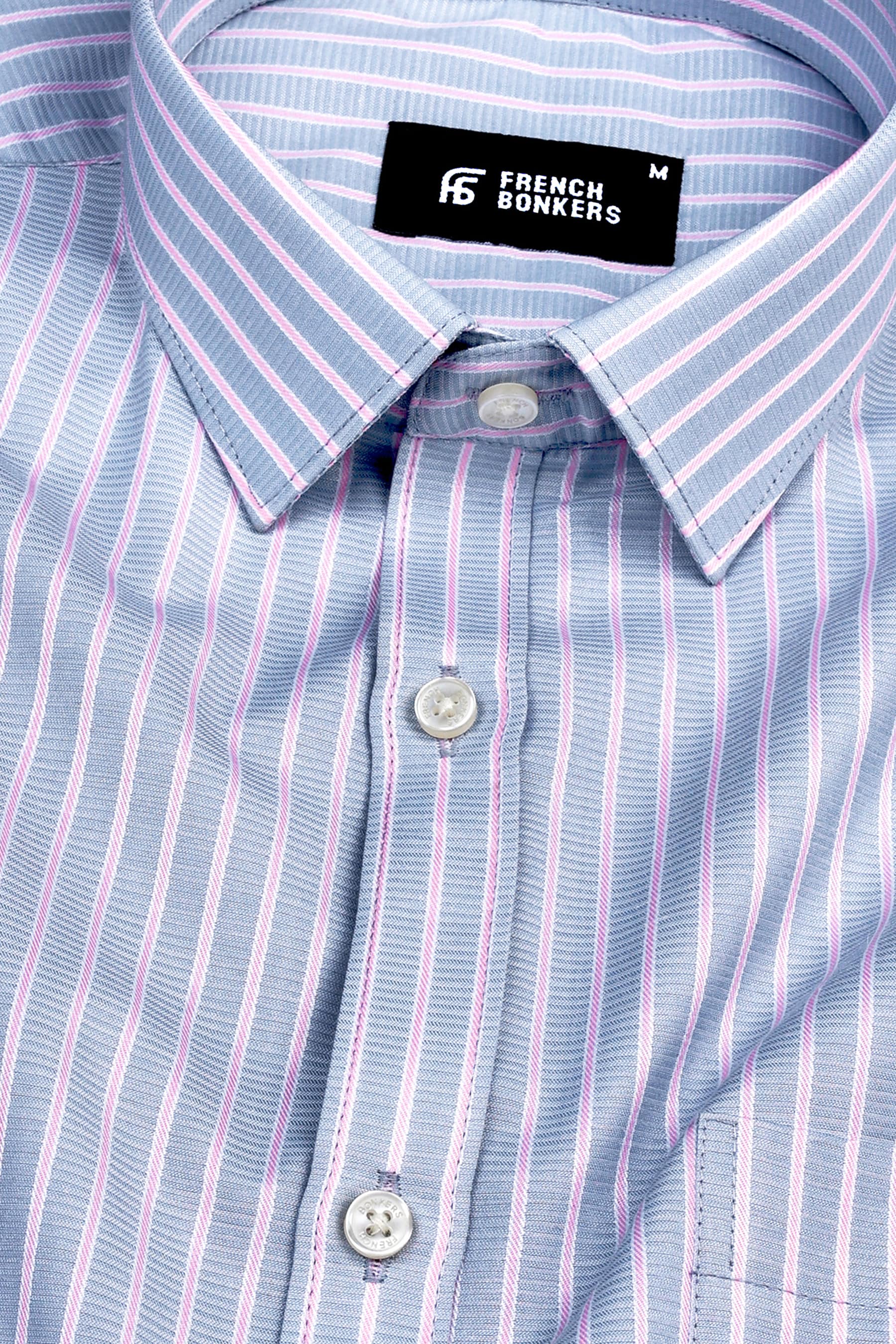 Ash grey with pale pink line regency stripe shirt
