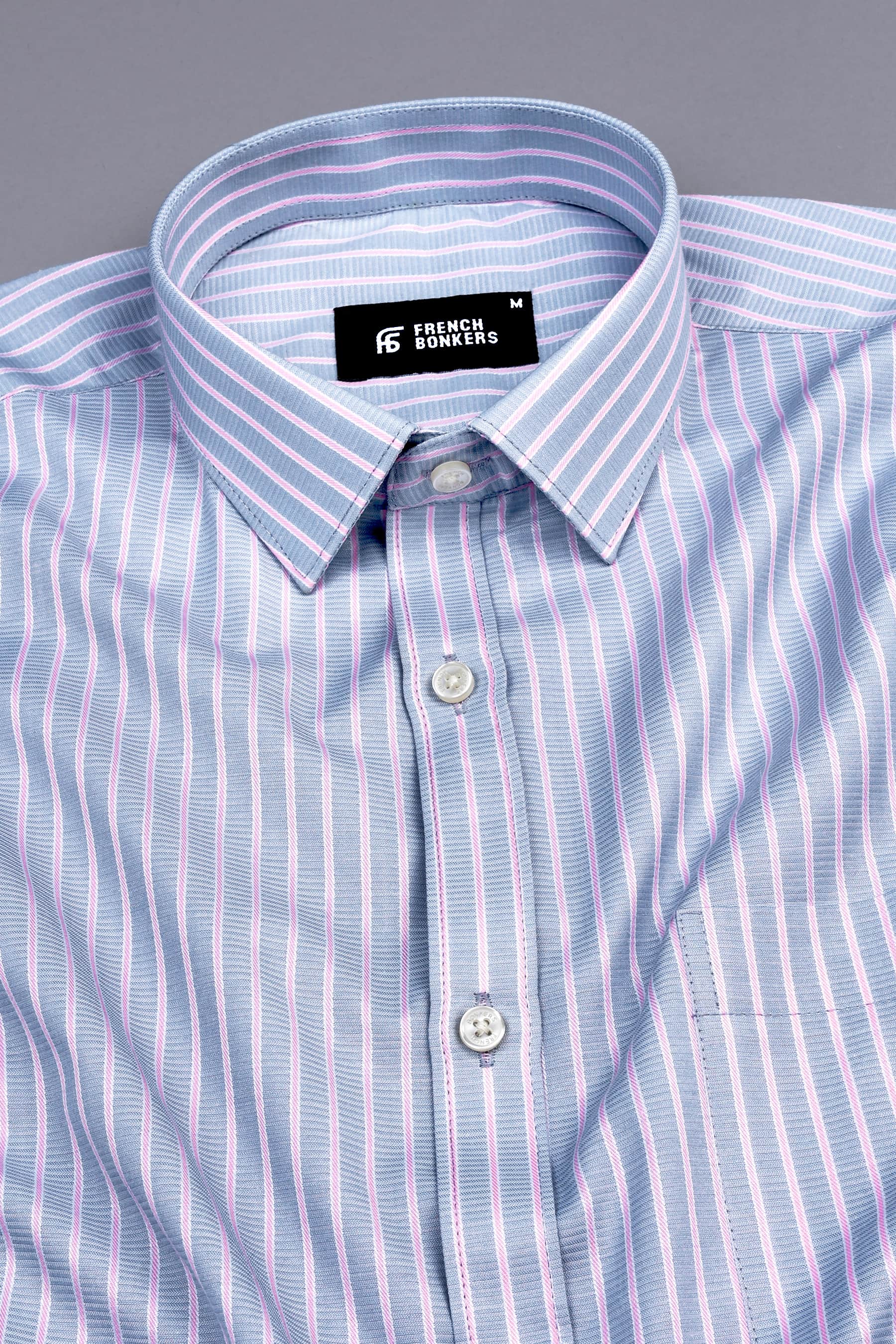 Ash grey with pale pink line regency stripe shirt