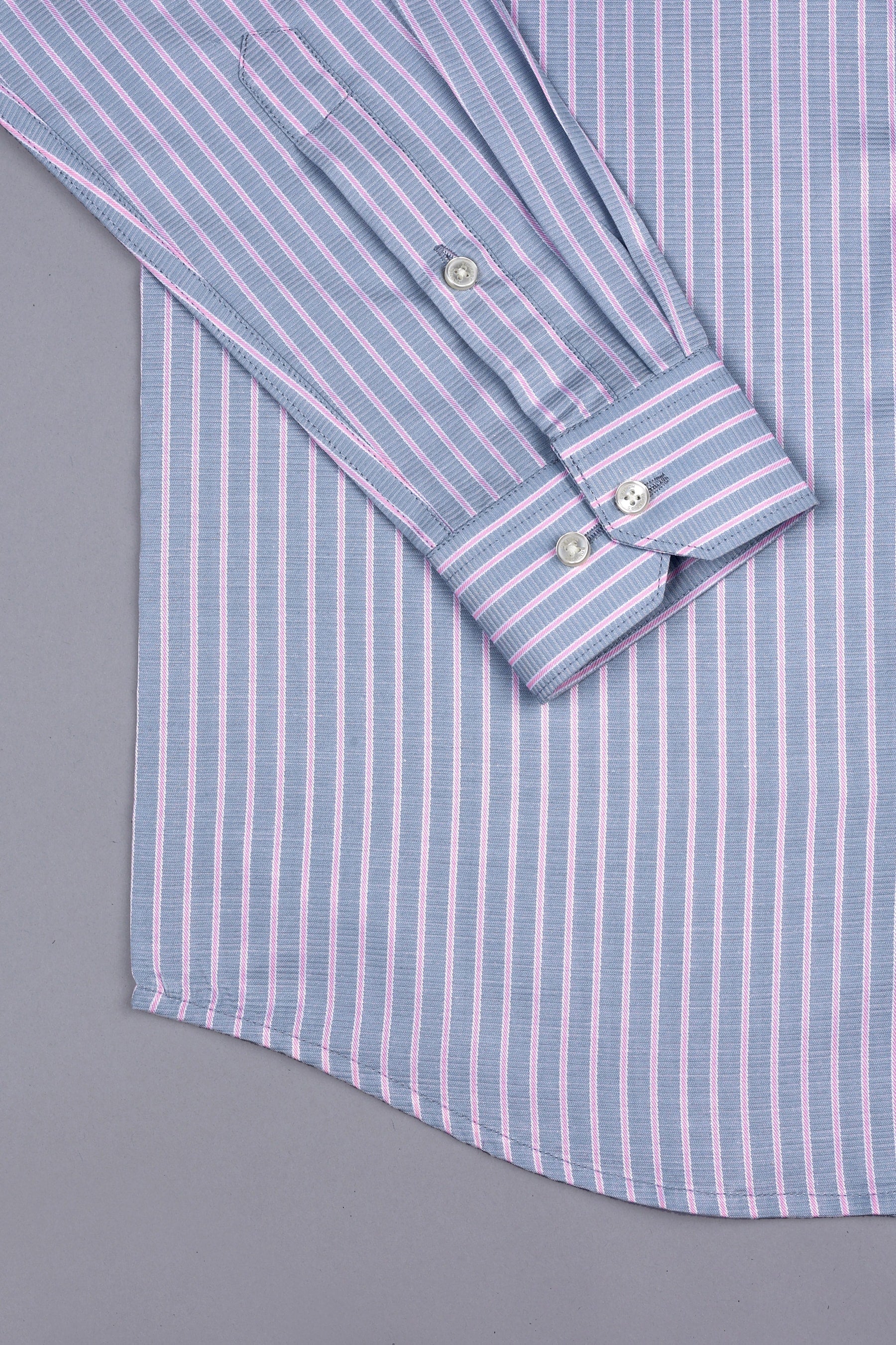 Ash grey with pale pink line regency stripe shirt