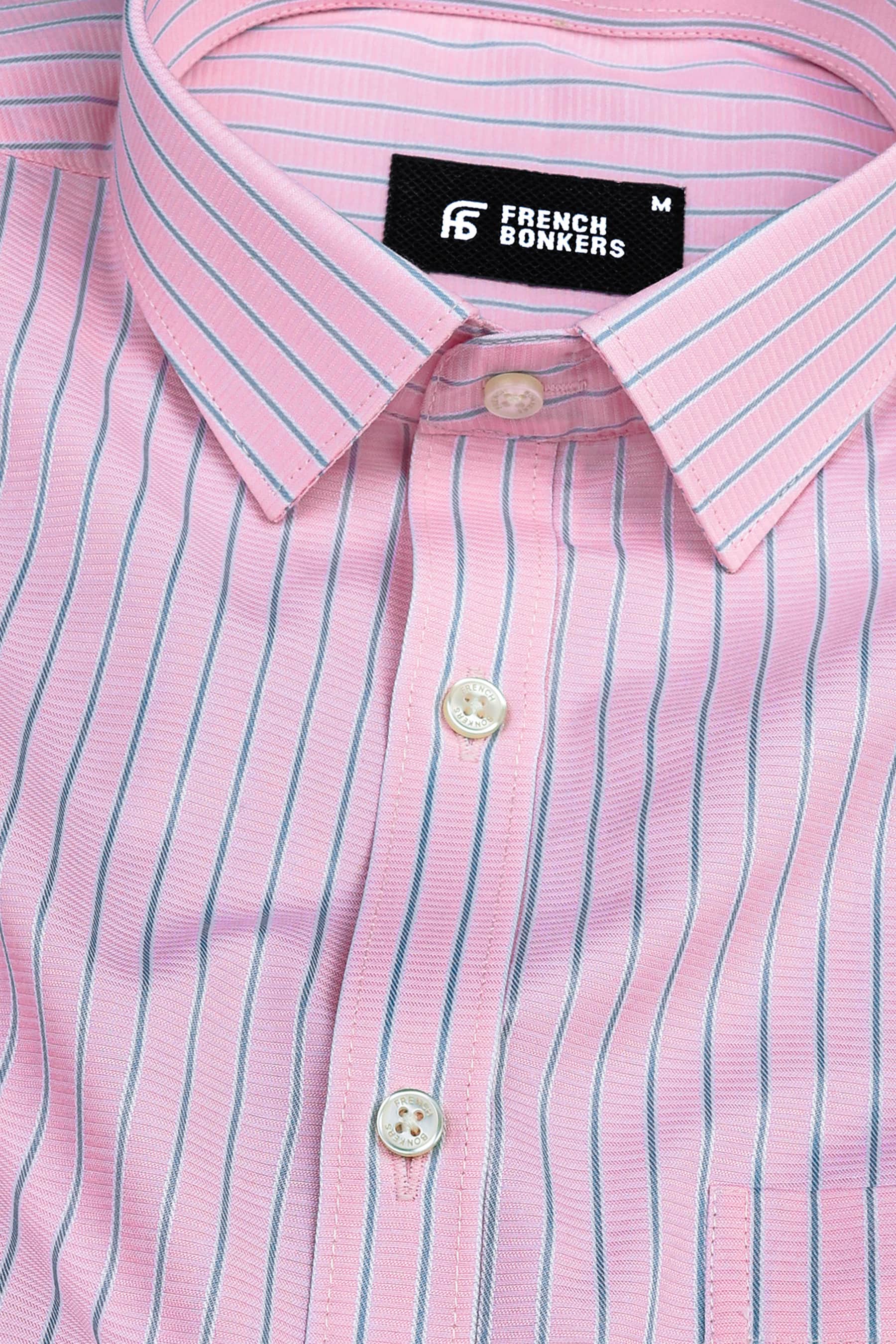 Pale pink with ash grey line regency stripe shirt