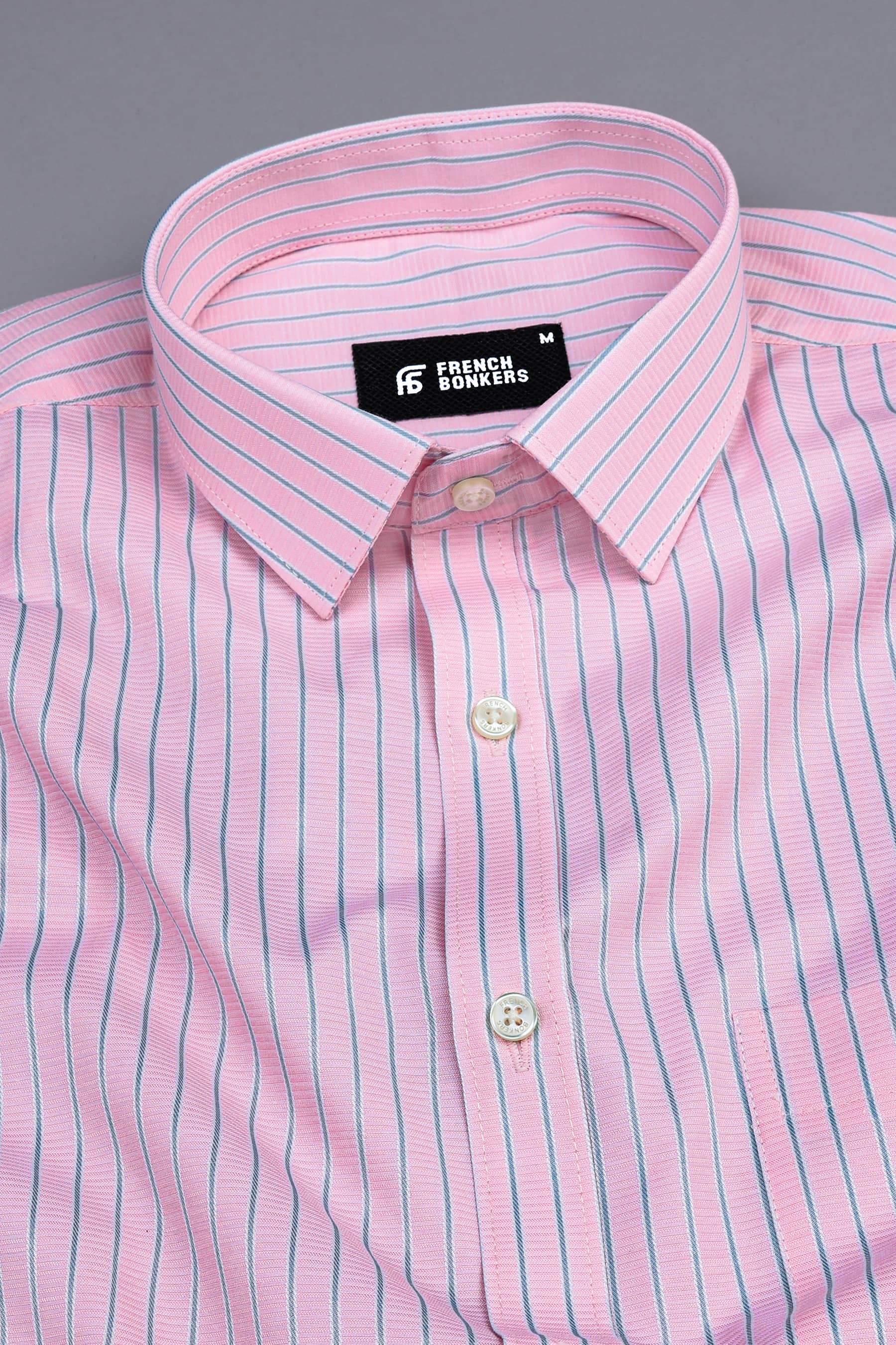 Pale pink with ash grey line regency stripe shirt