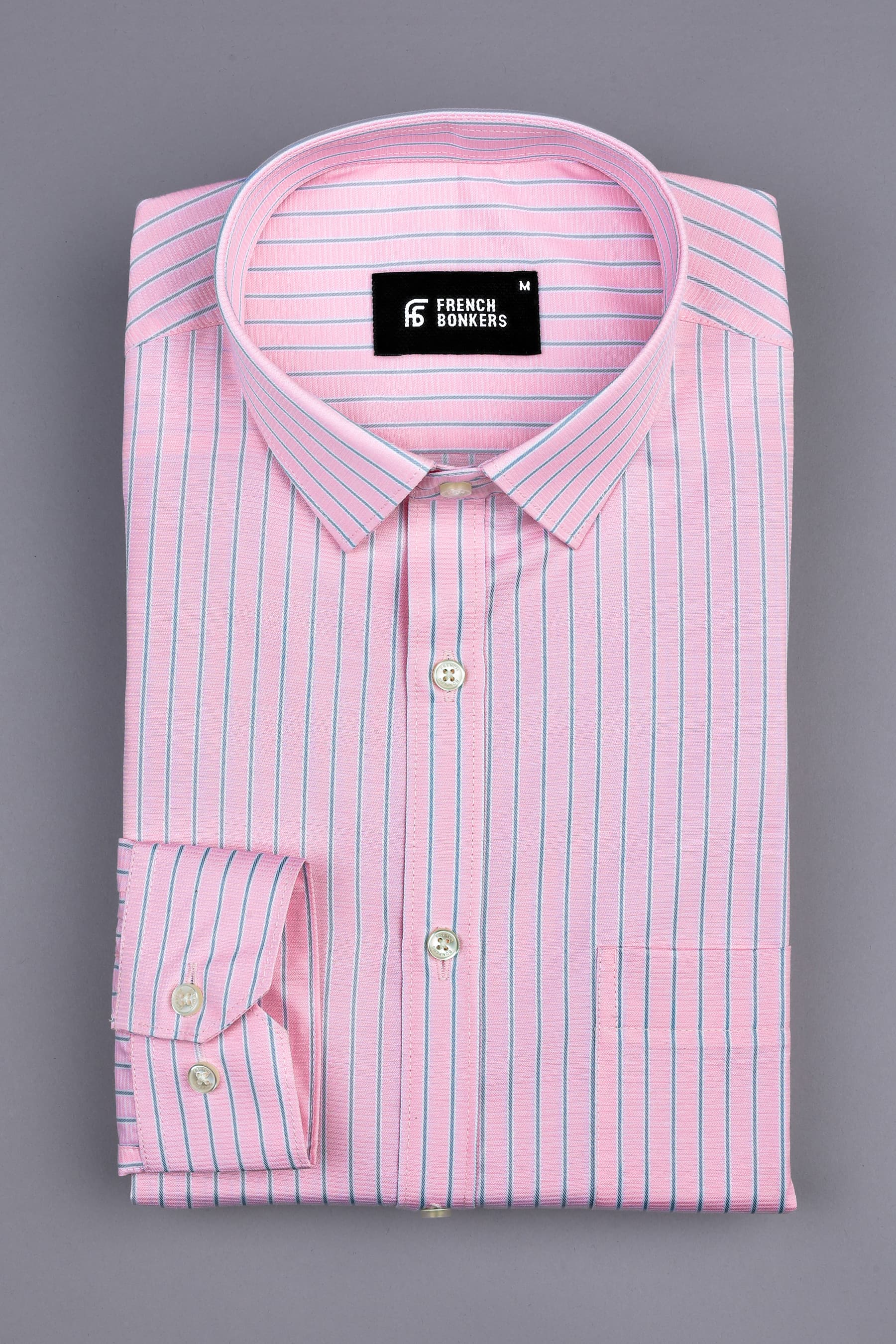 Pale pink with ash grey line regency stripe shirt