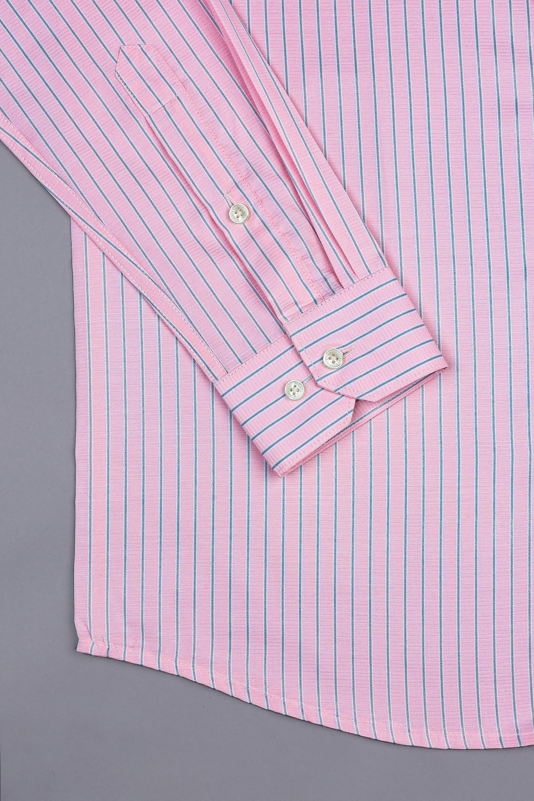 Pale pink with ash grey line regency stripe shirt