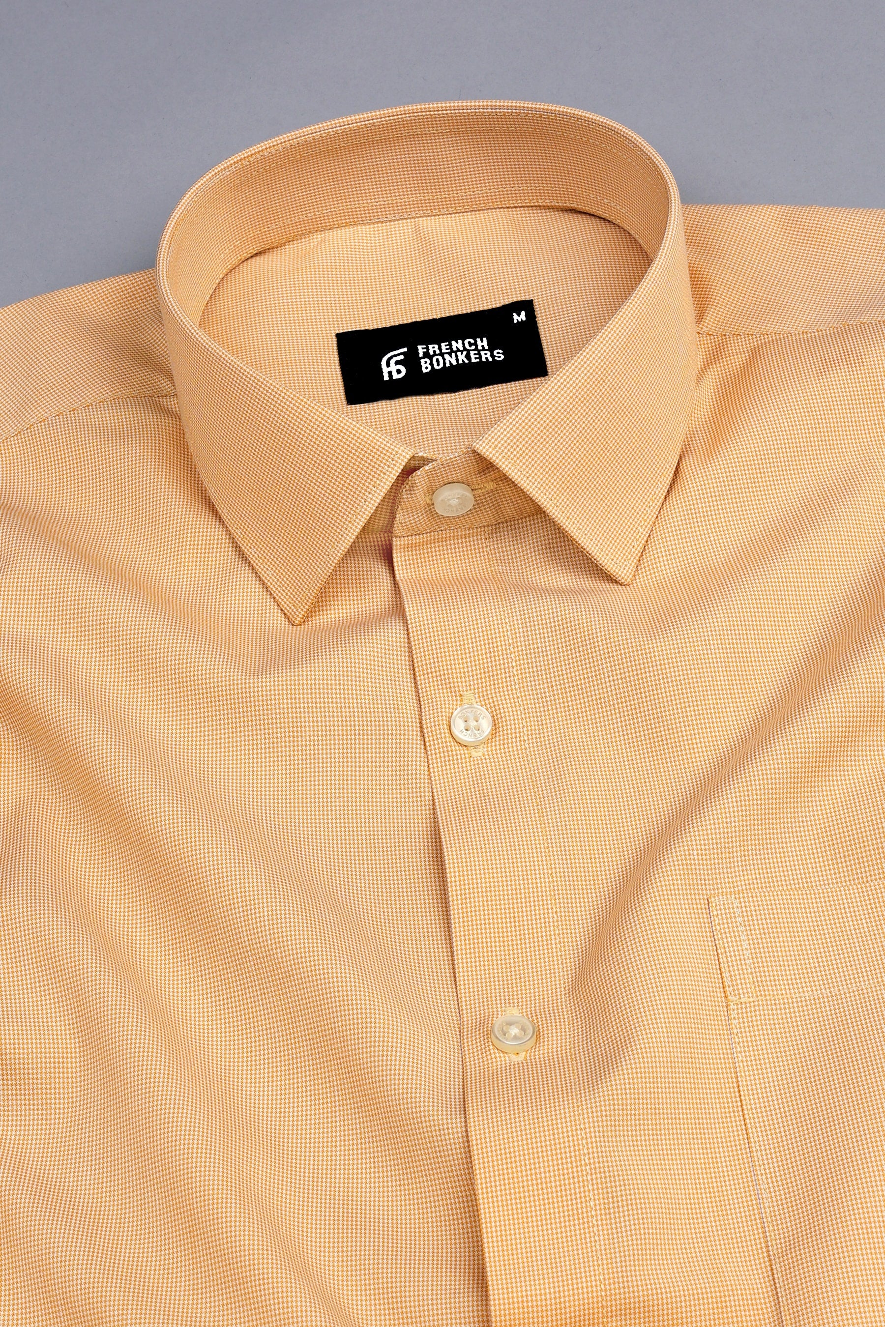 Mustered Yellow Micro Houndstooth Shirt