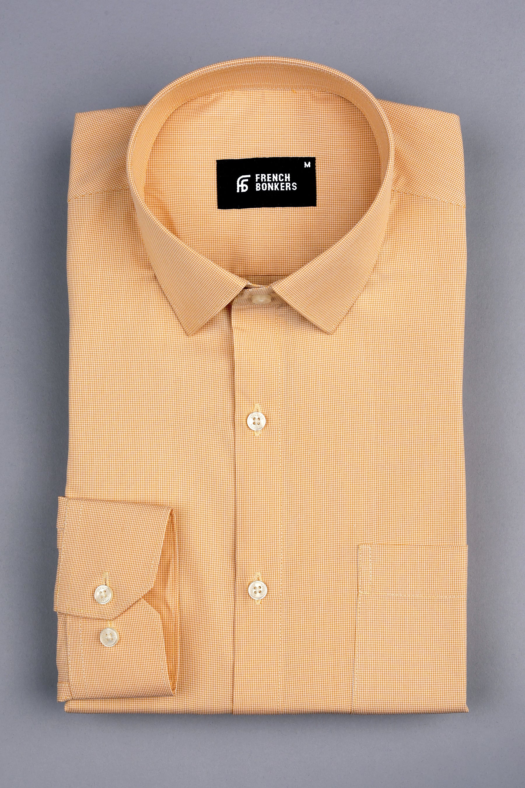 Mustered Yellow Micro Houndstooth Shirt