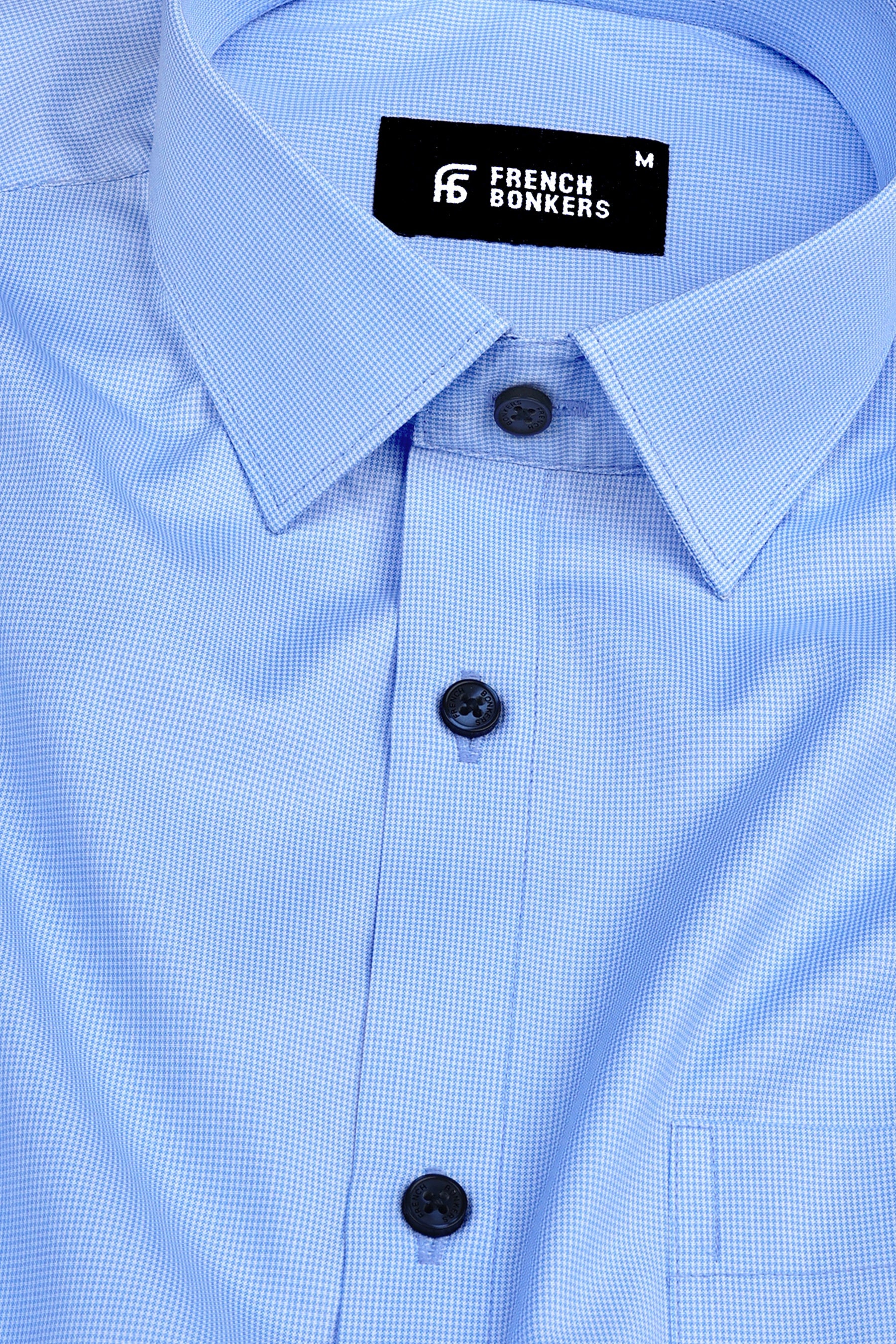 Royal blue micro houndstooth shirt