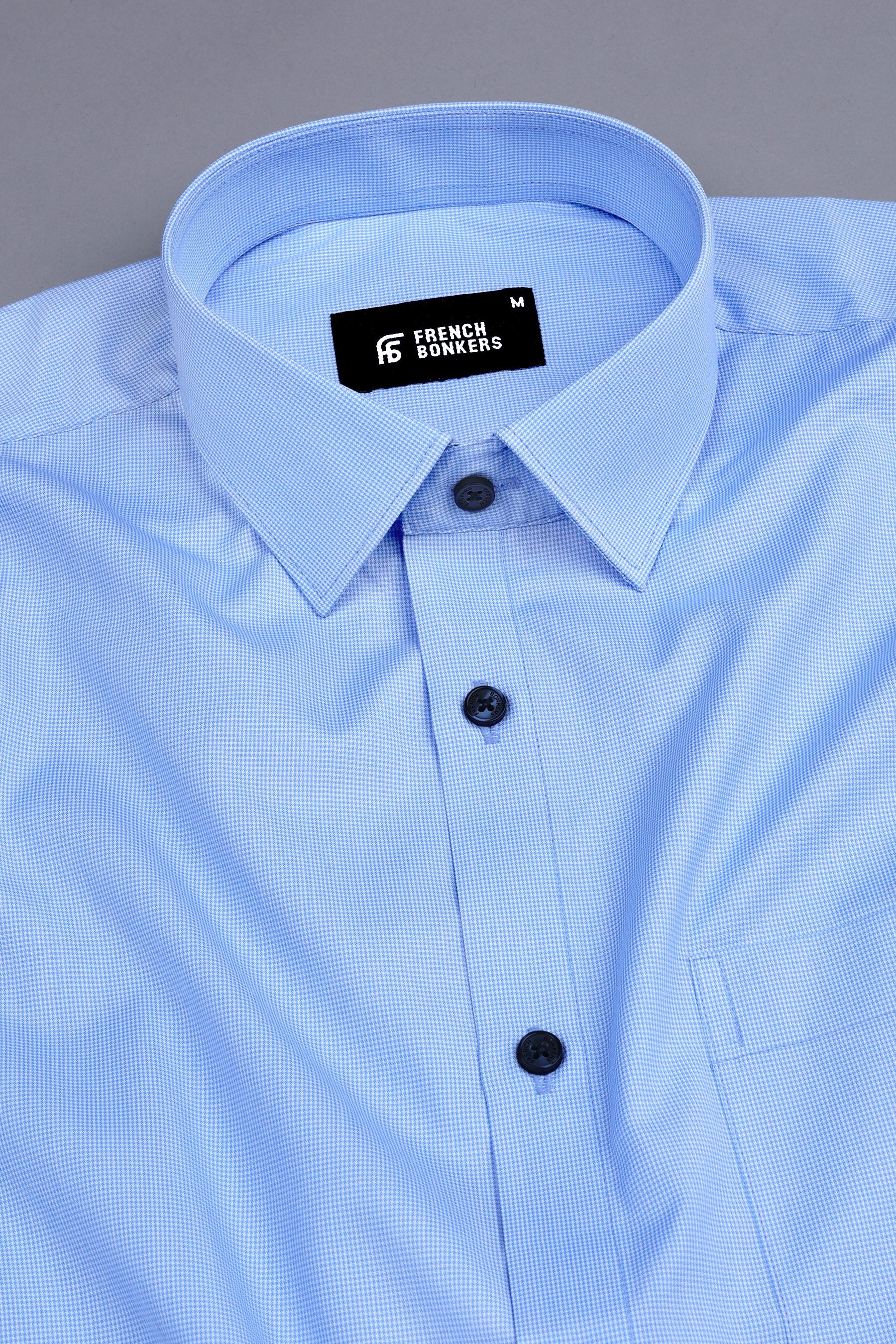 Royal blue micro houndstooth shirt