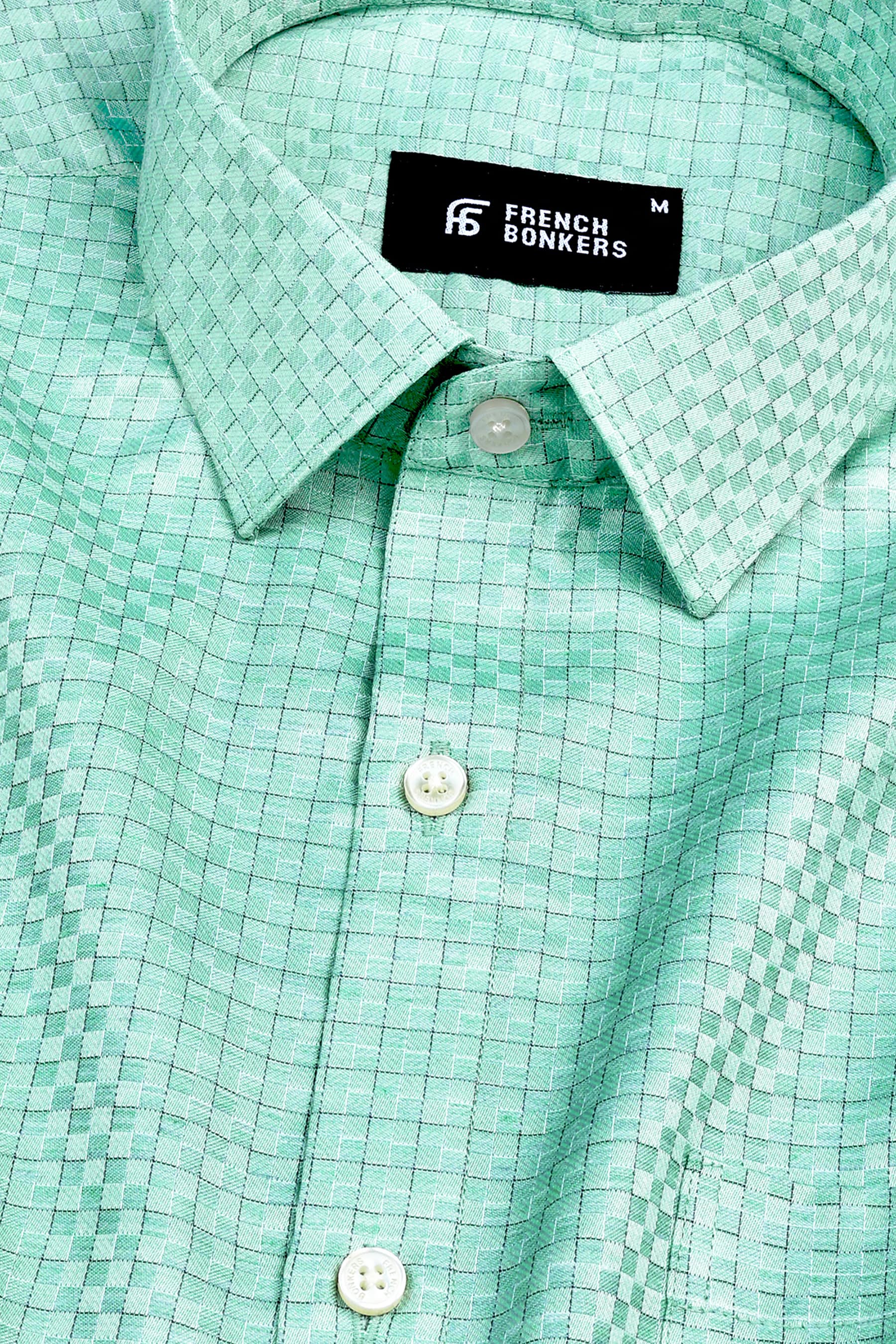 Fern green with light black line check shirt