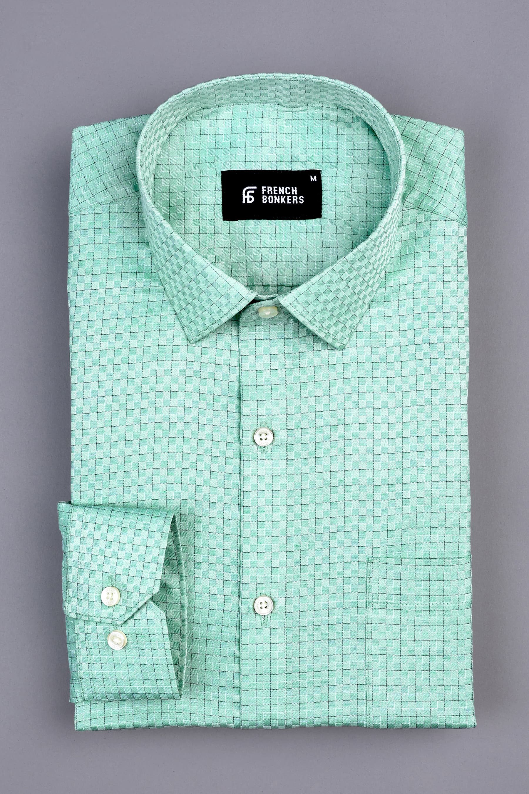 Fern green with light black line check shirt