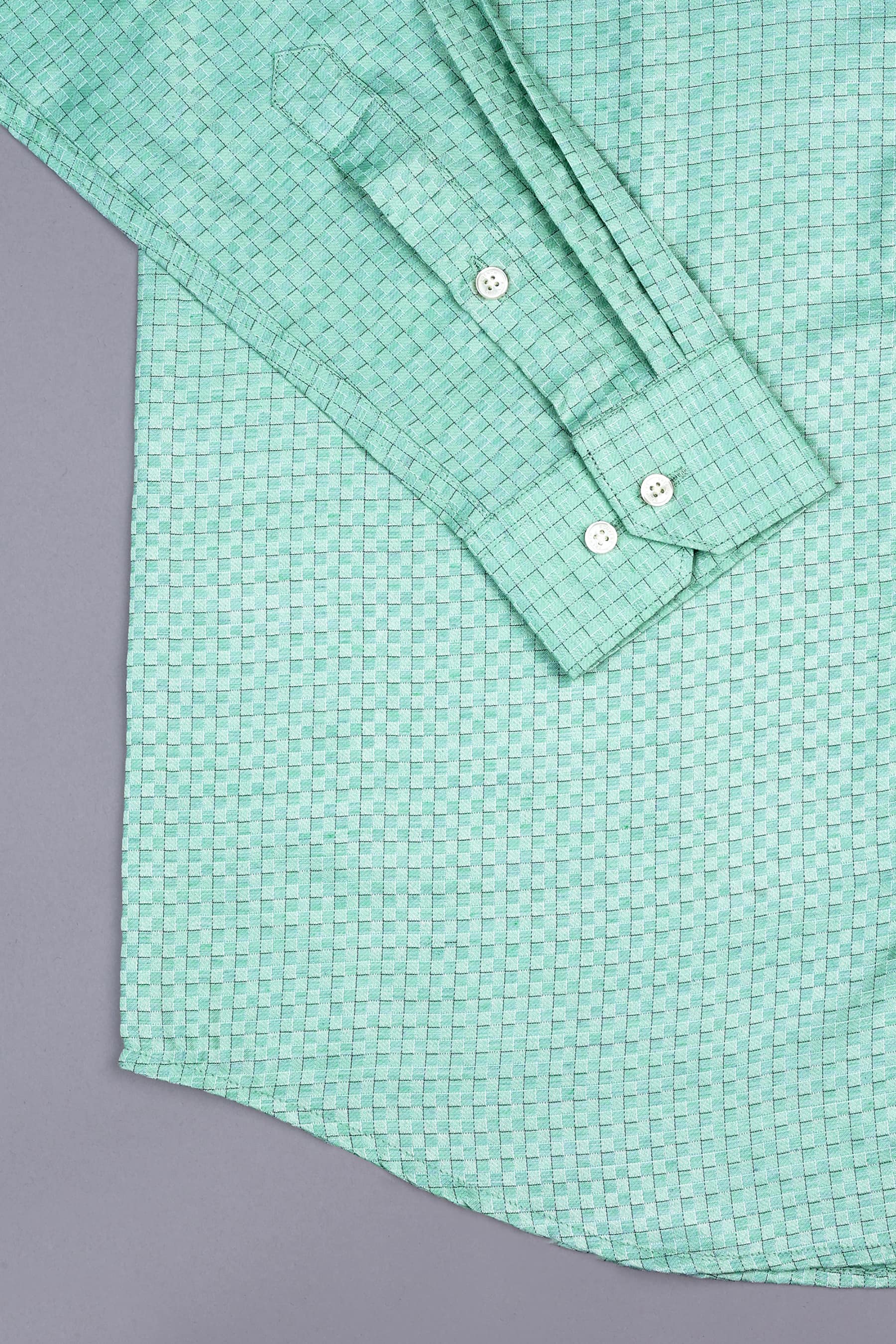 Fern green with light black line check shirt