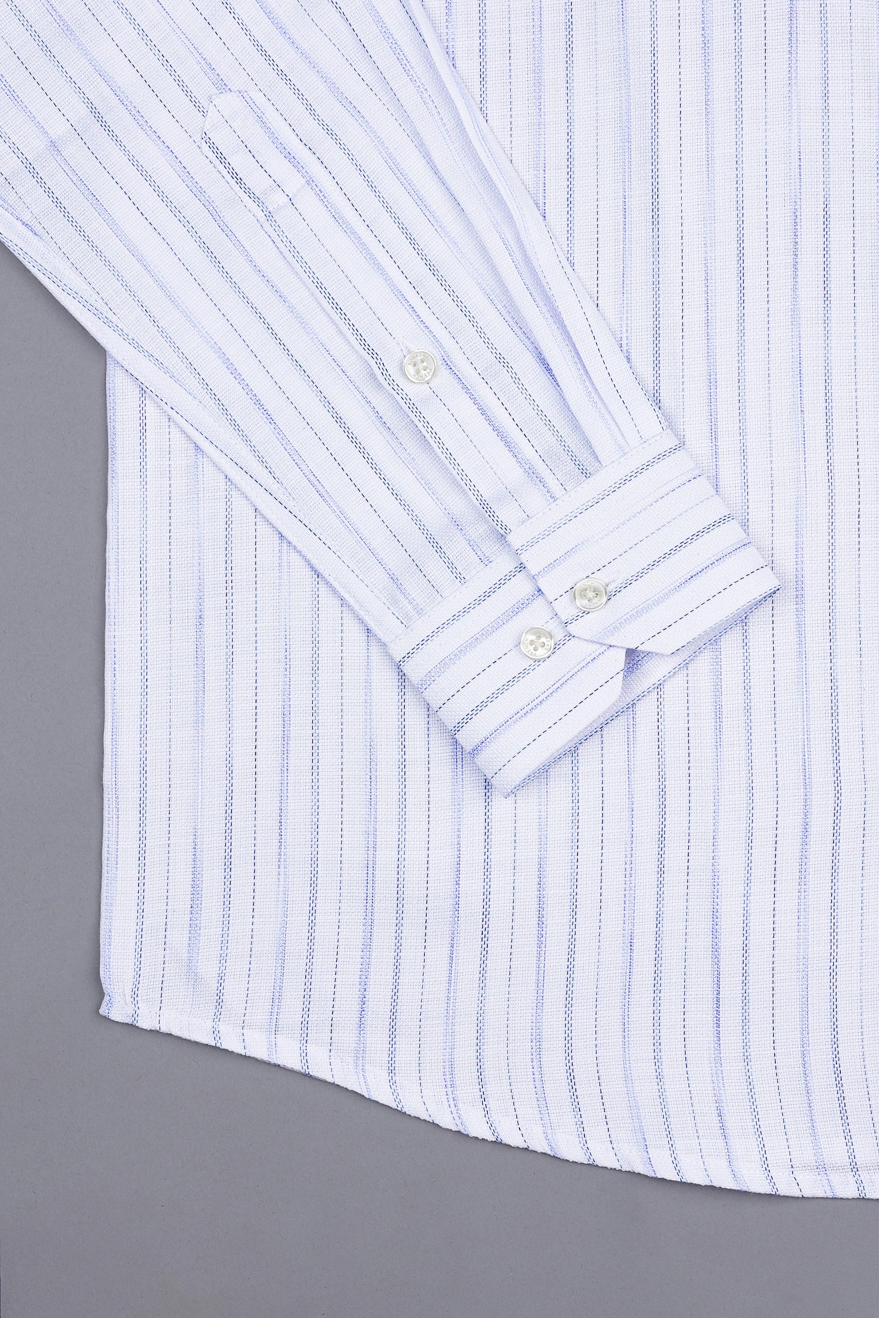 Rich white with royal blue lines arglye stripe shirt