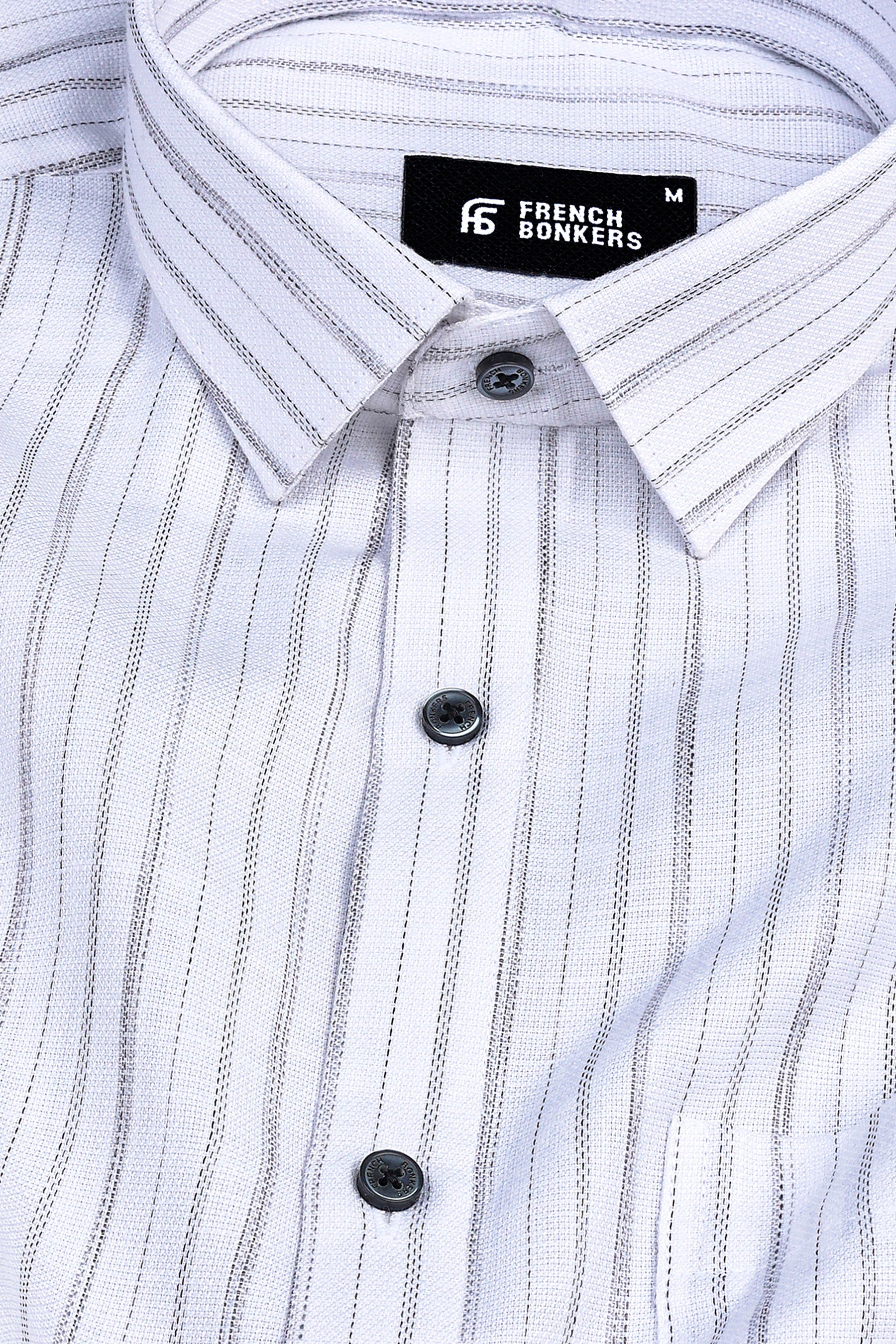 Rich white with grey lines arglye stripe shirt