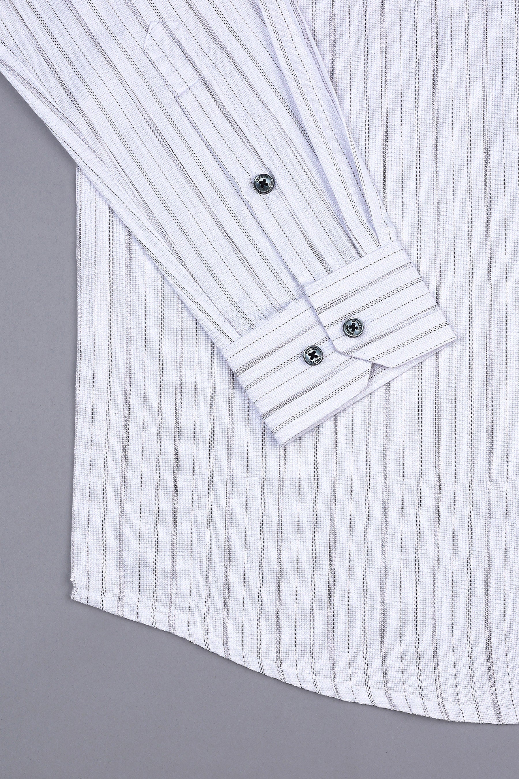 Rich white with grey lines arglye stripe shirt