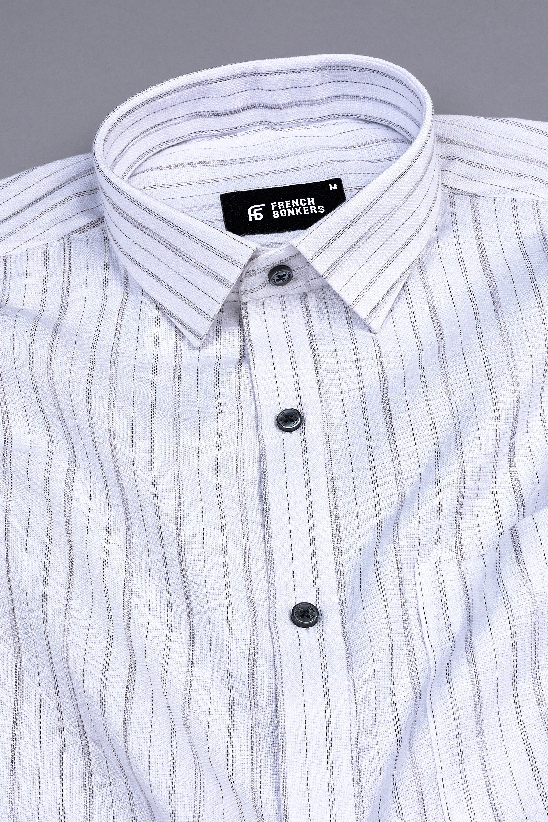 Rich white with grey lines arglye stripe shirt