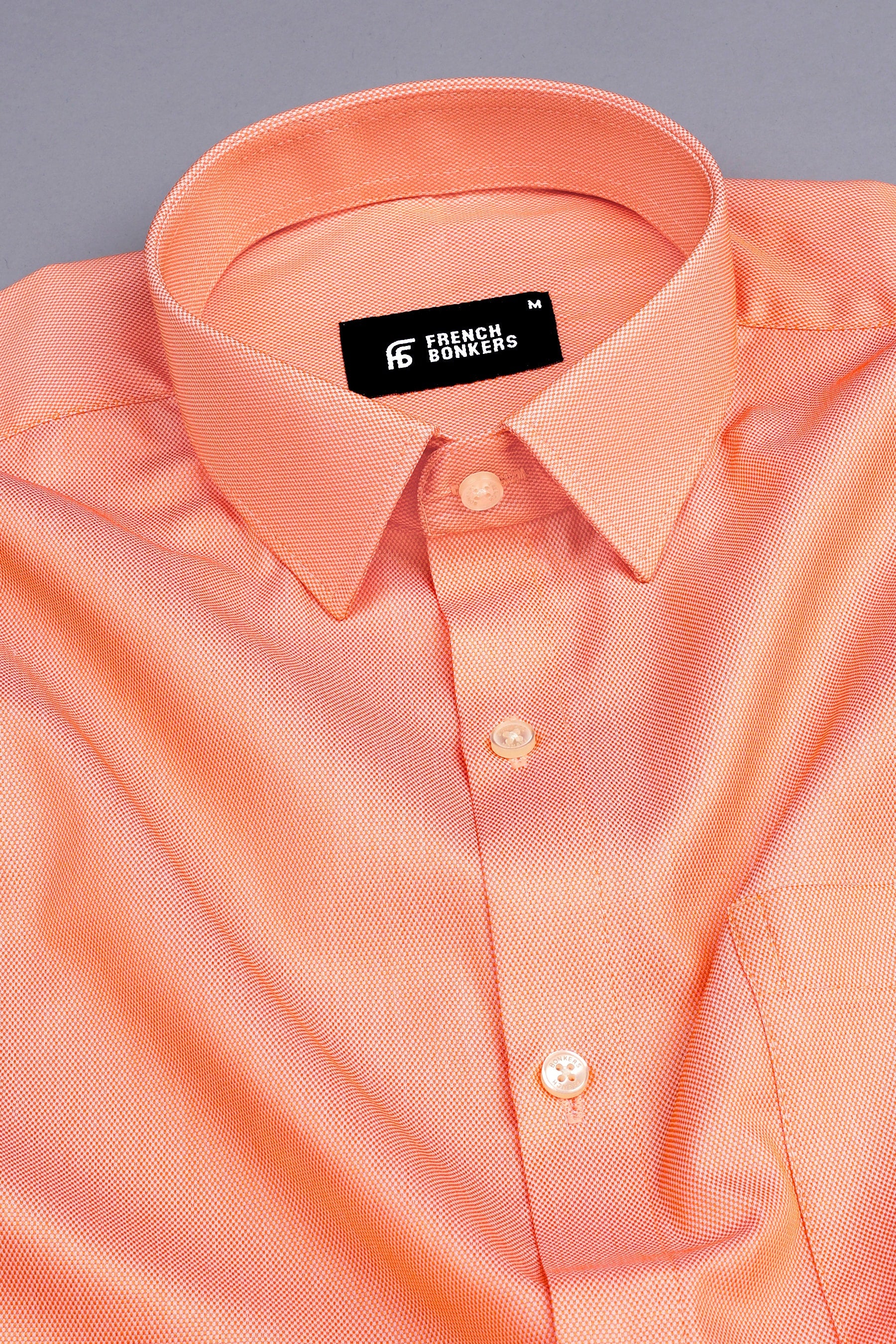 Salmon orange dobby texture shirt