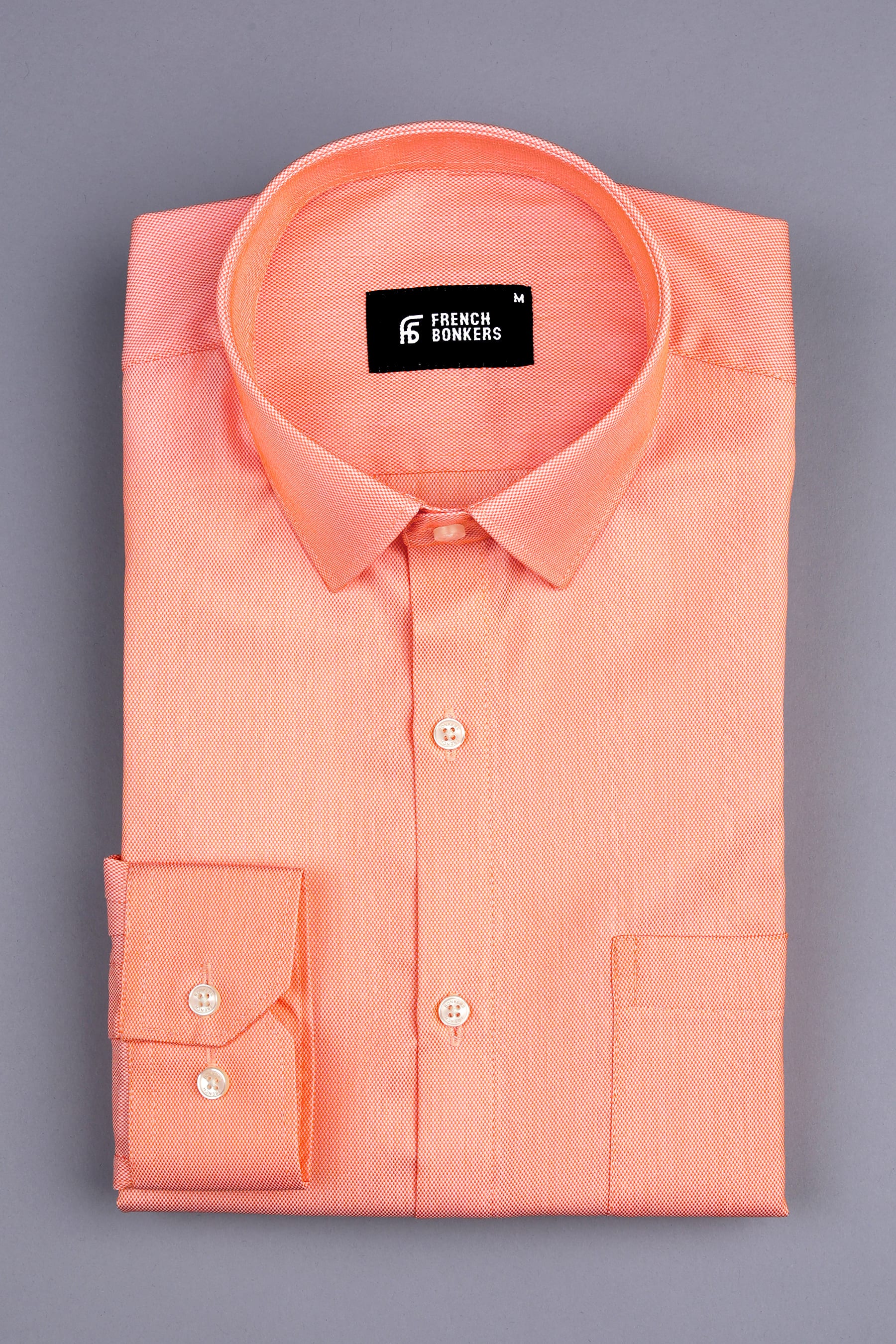 Salmon orange dobby texture shirt