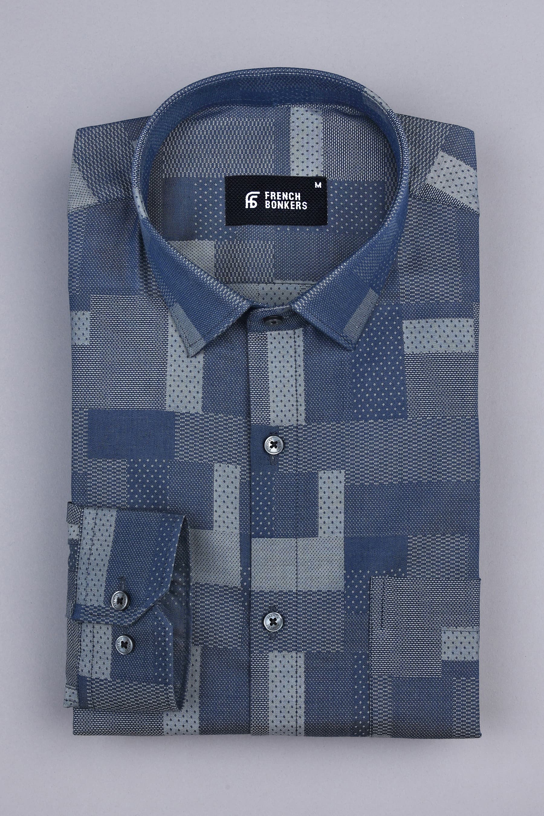Lava and slate grey jacquard printed shirt
