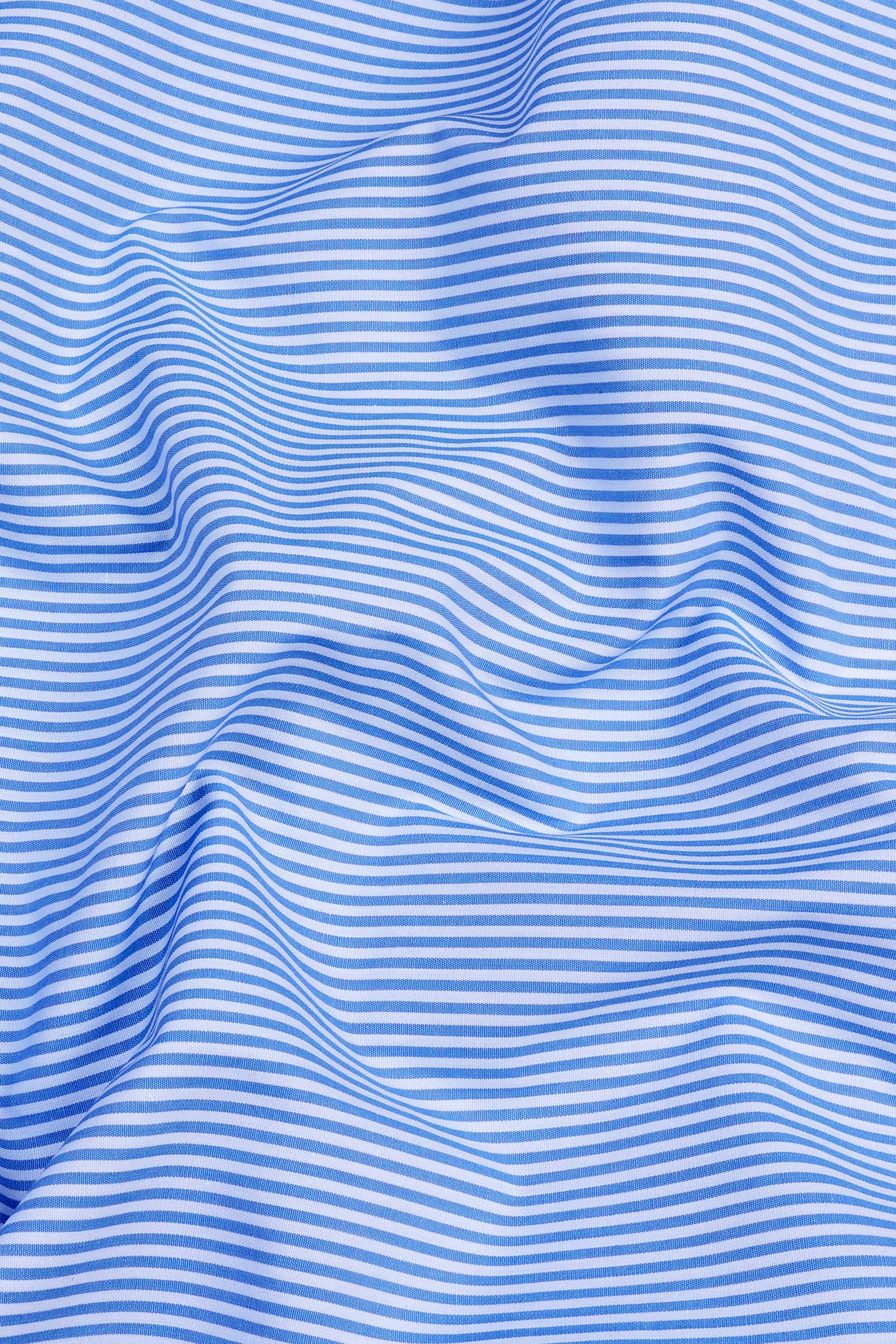 White with UN blue lines bengal stripe shirt