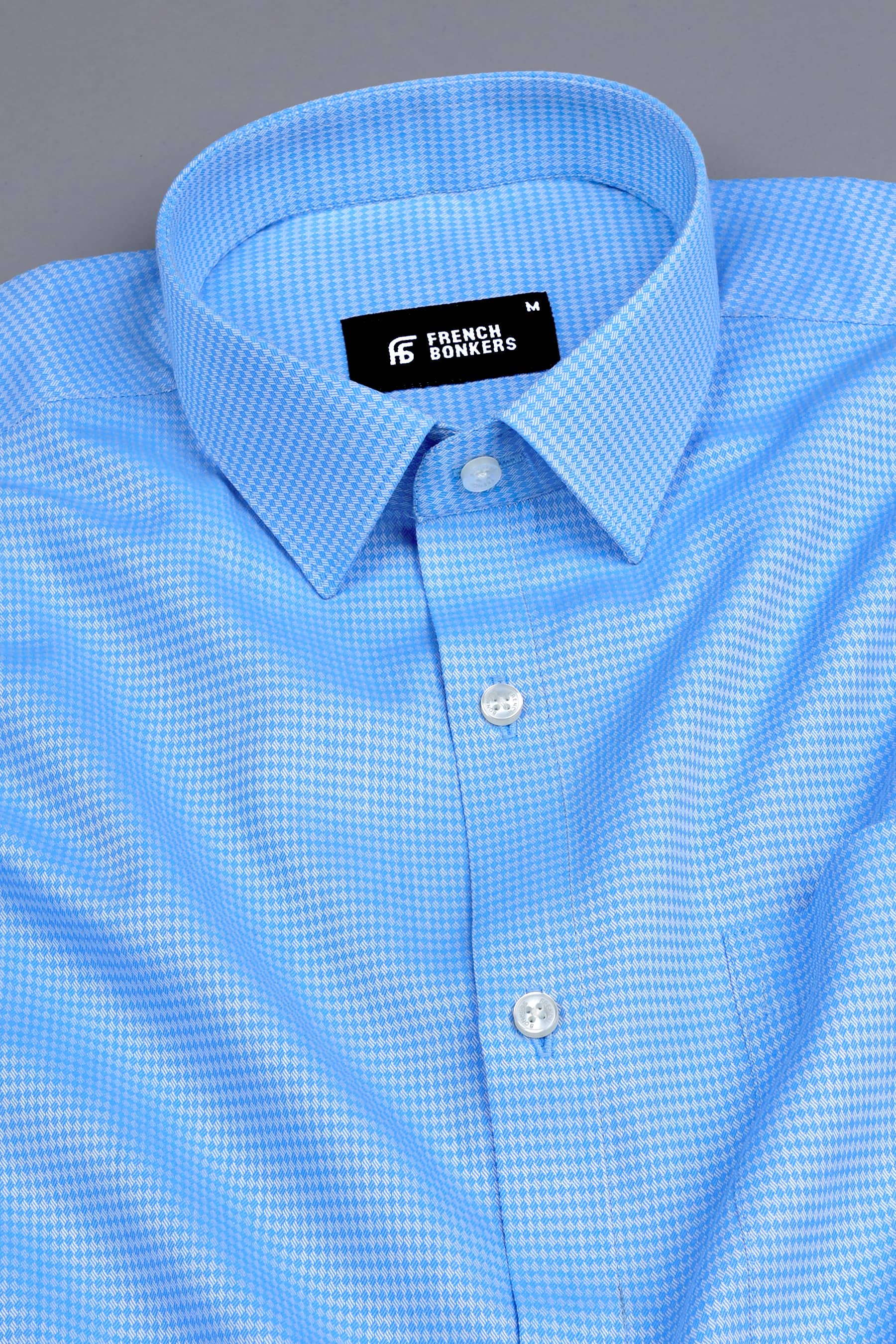 Police strobe blue jacquard printed shirt