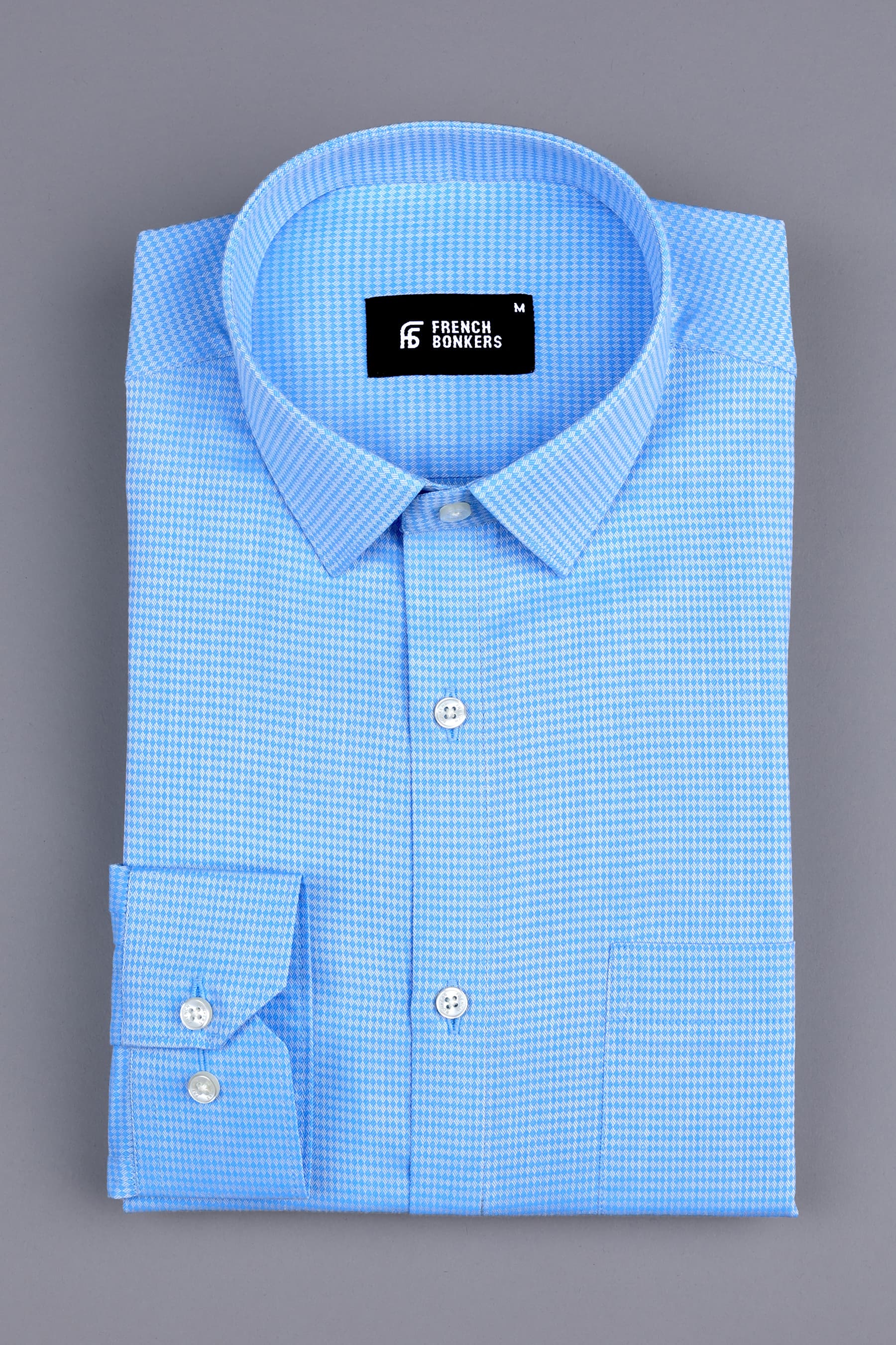 Police strobe blue jacquard printed shirt