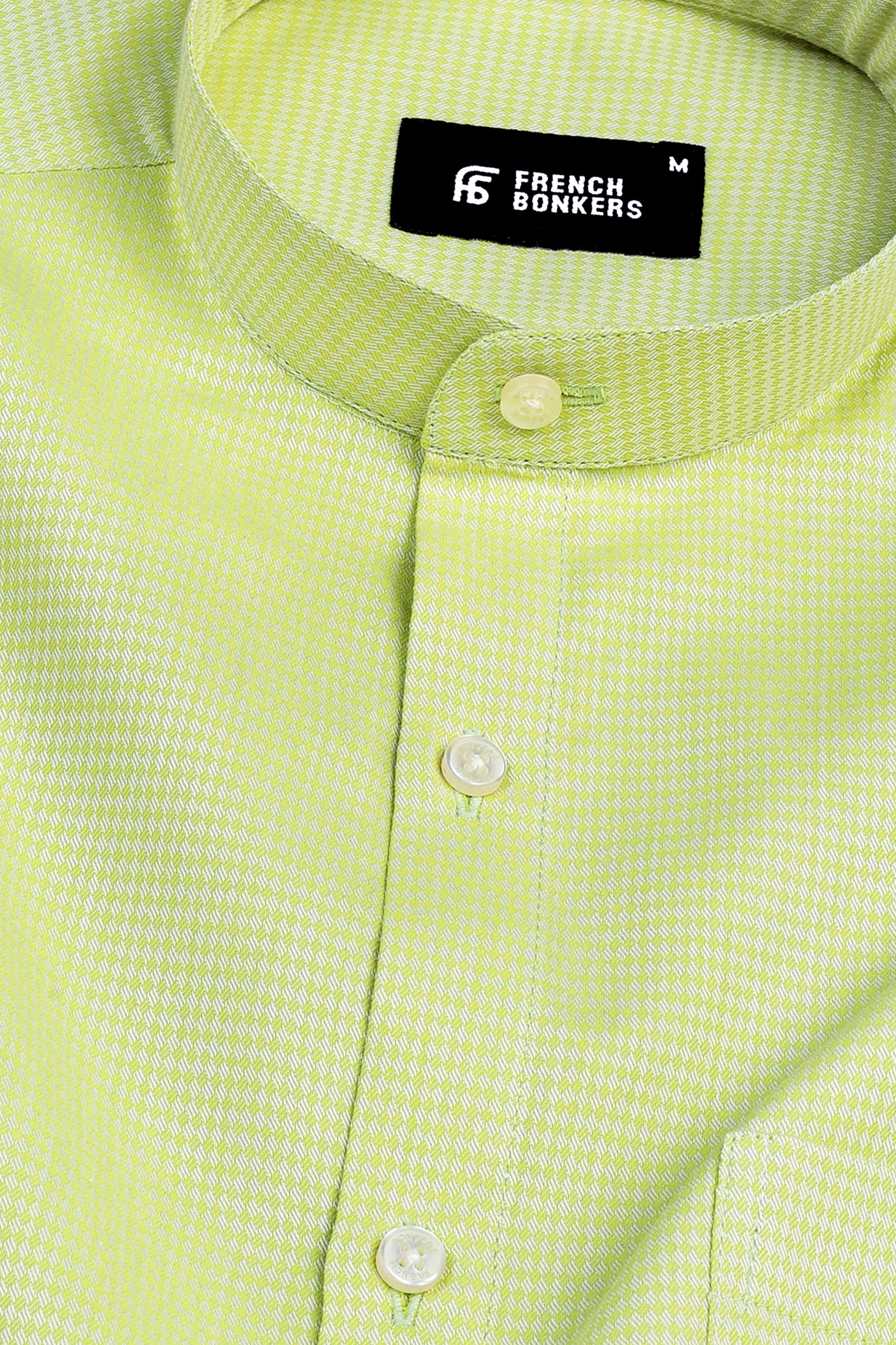 Chartreuse green jacquard printed shirt
