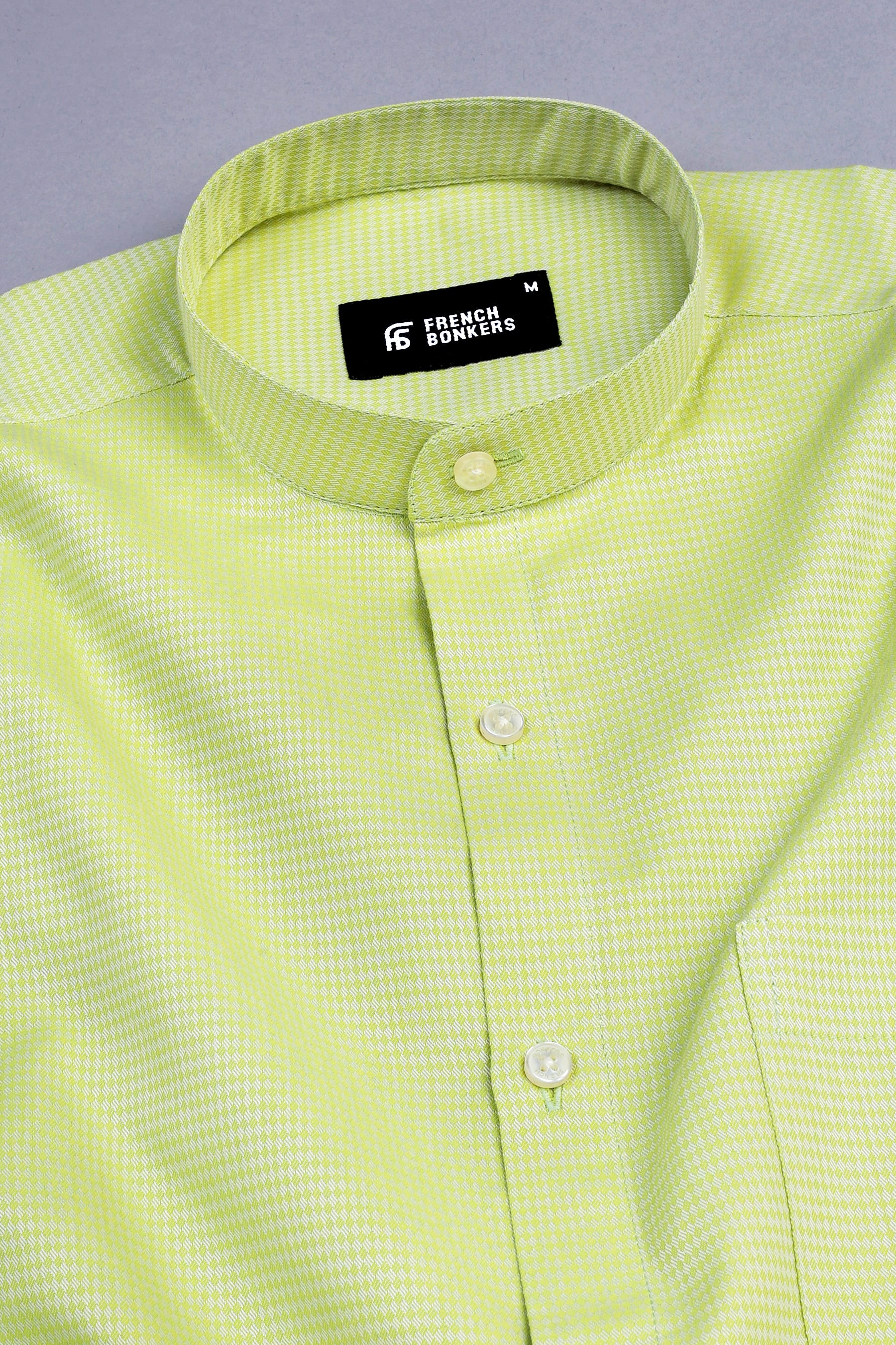 Chartreuse green jacquard printed shirt