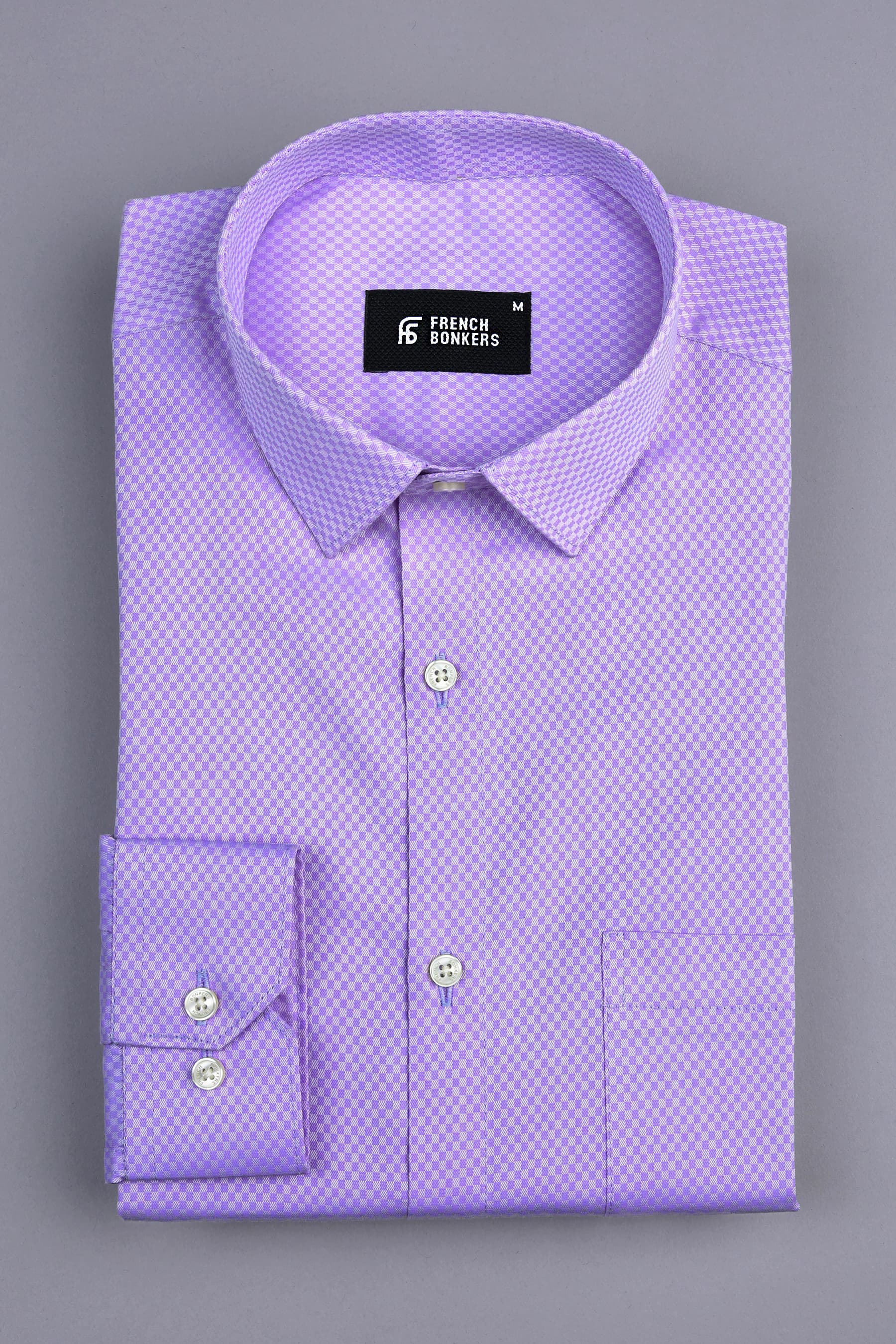 Lavender purple jacquard printed shirt