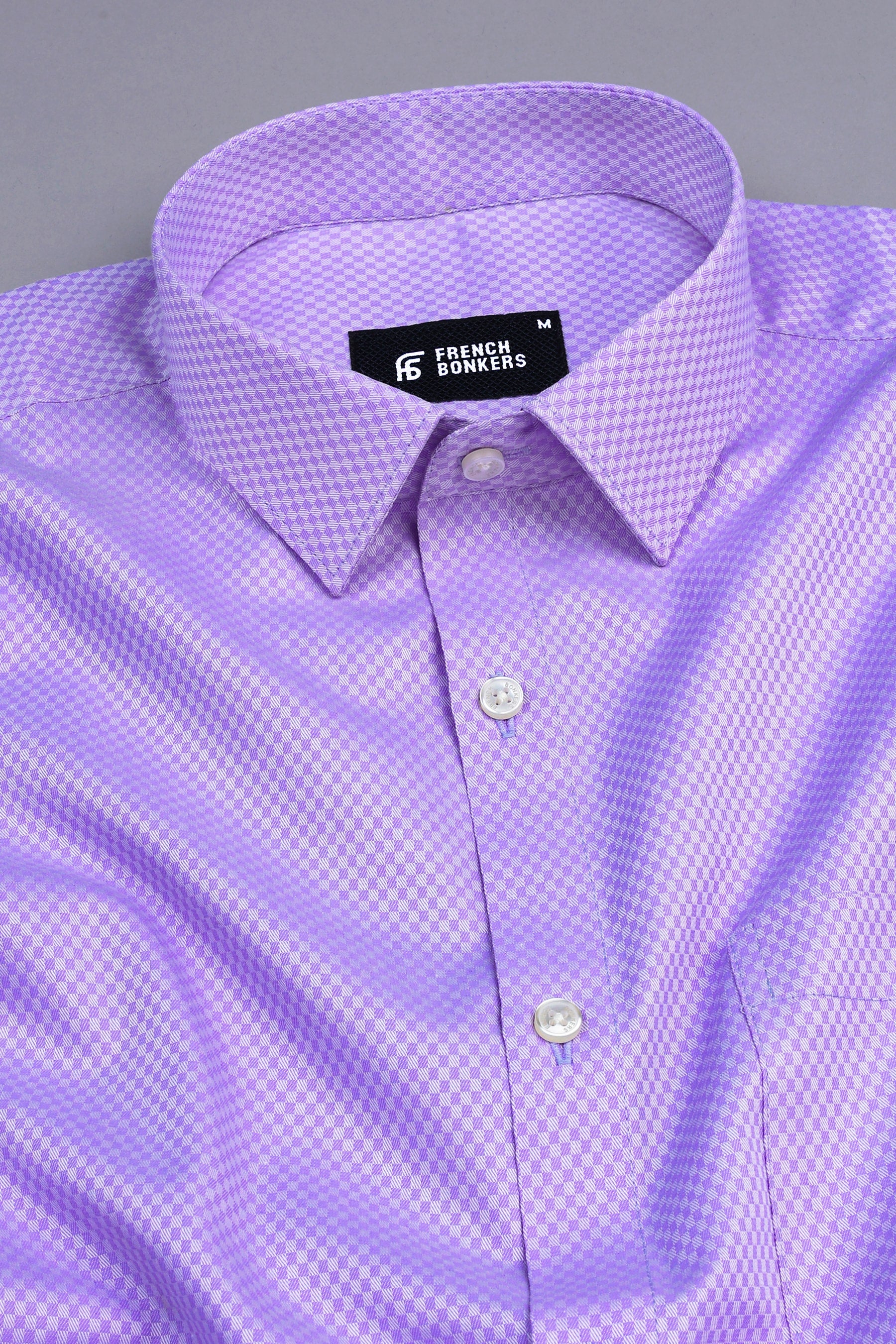 Lavender purple jacquard printed shirt