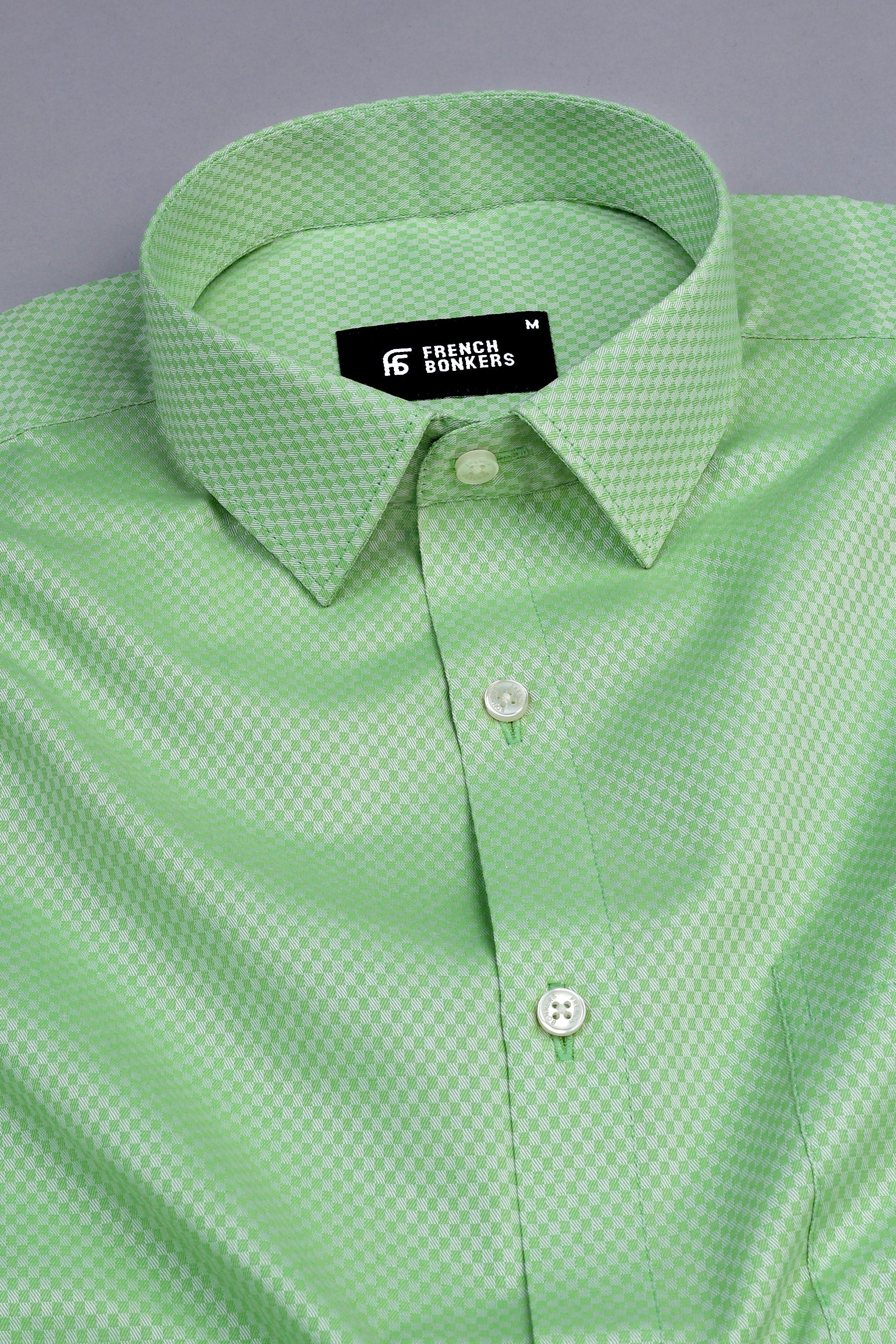 Parrot green jacquard printed shirt