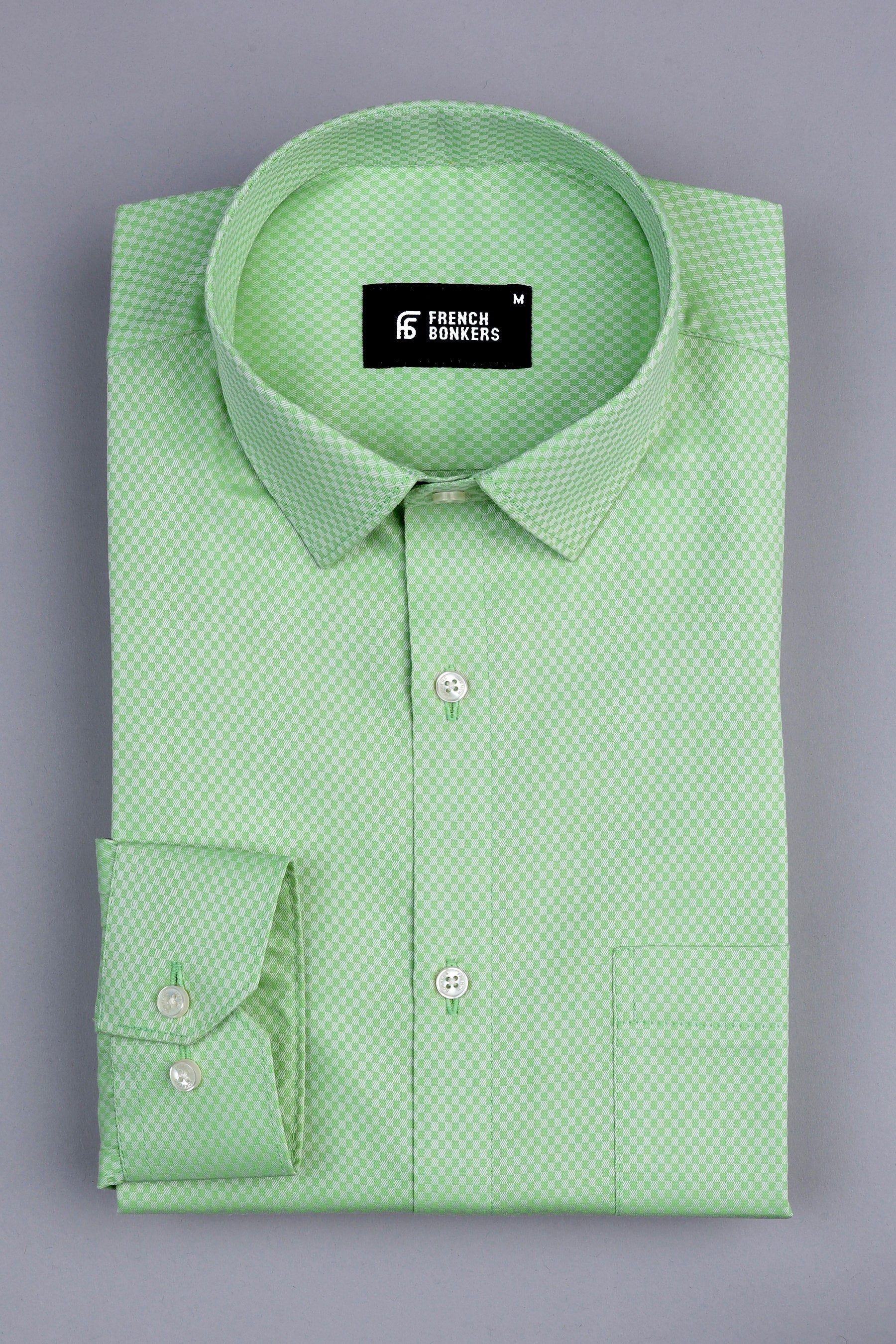 Parrot green jacquard printed shirt