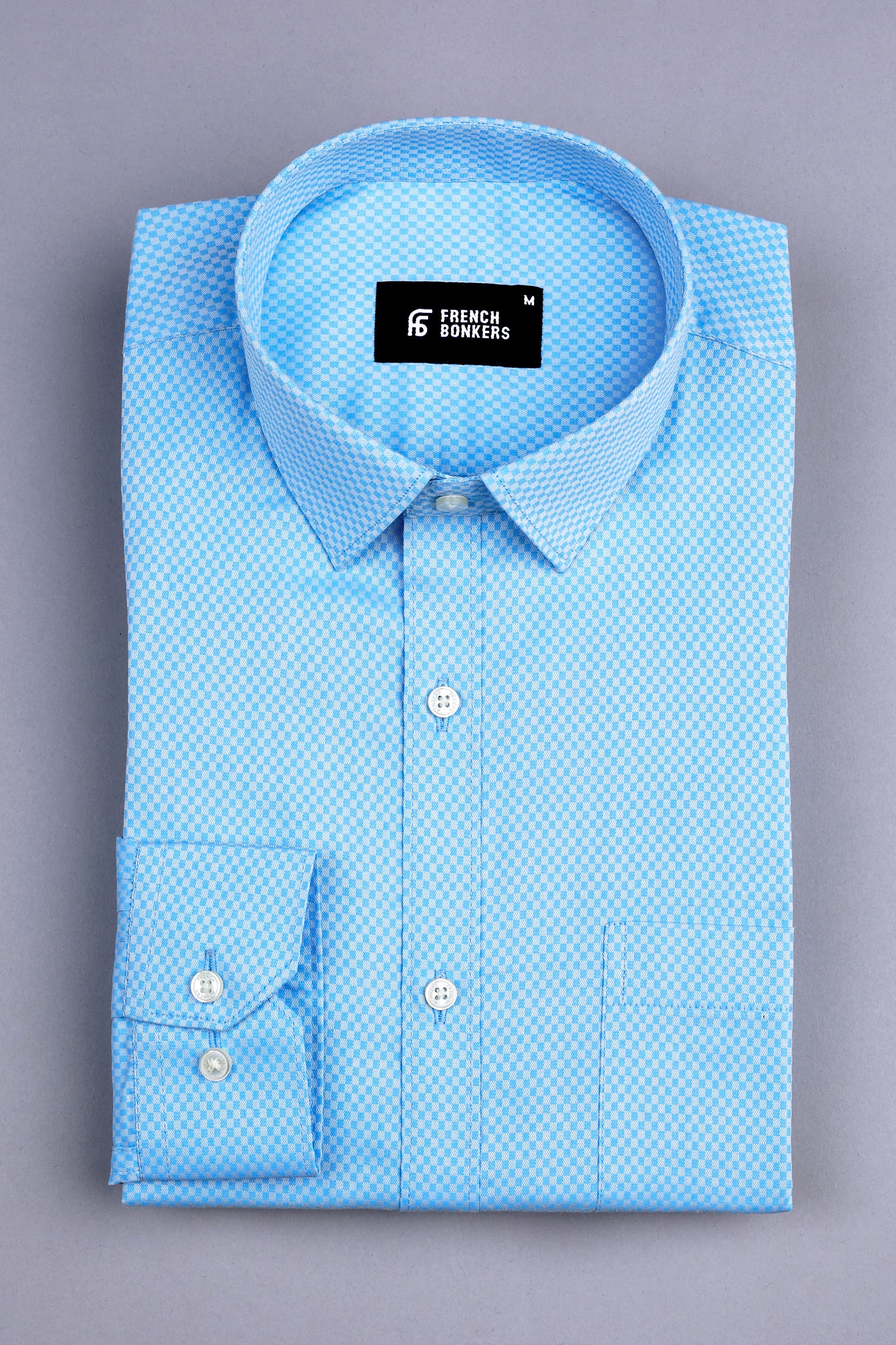 Blue raspberry jacquard printed shirt