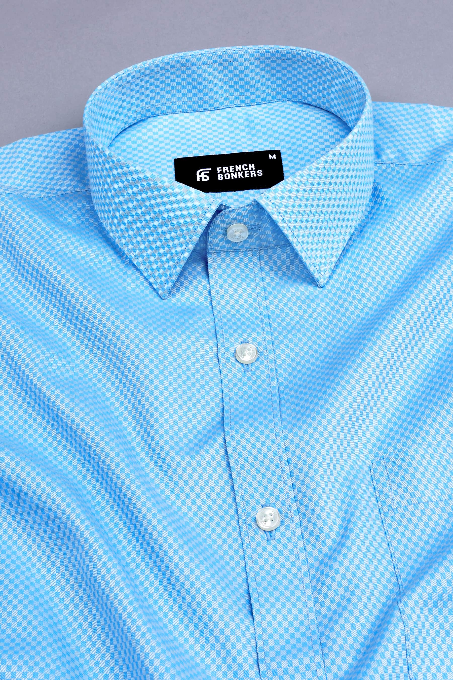 Blue raspberry jacquard printed shirt