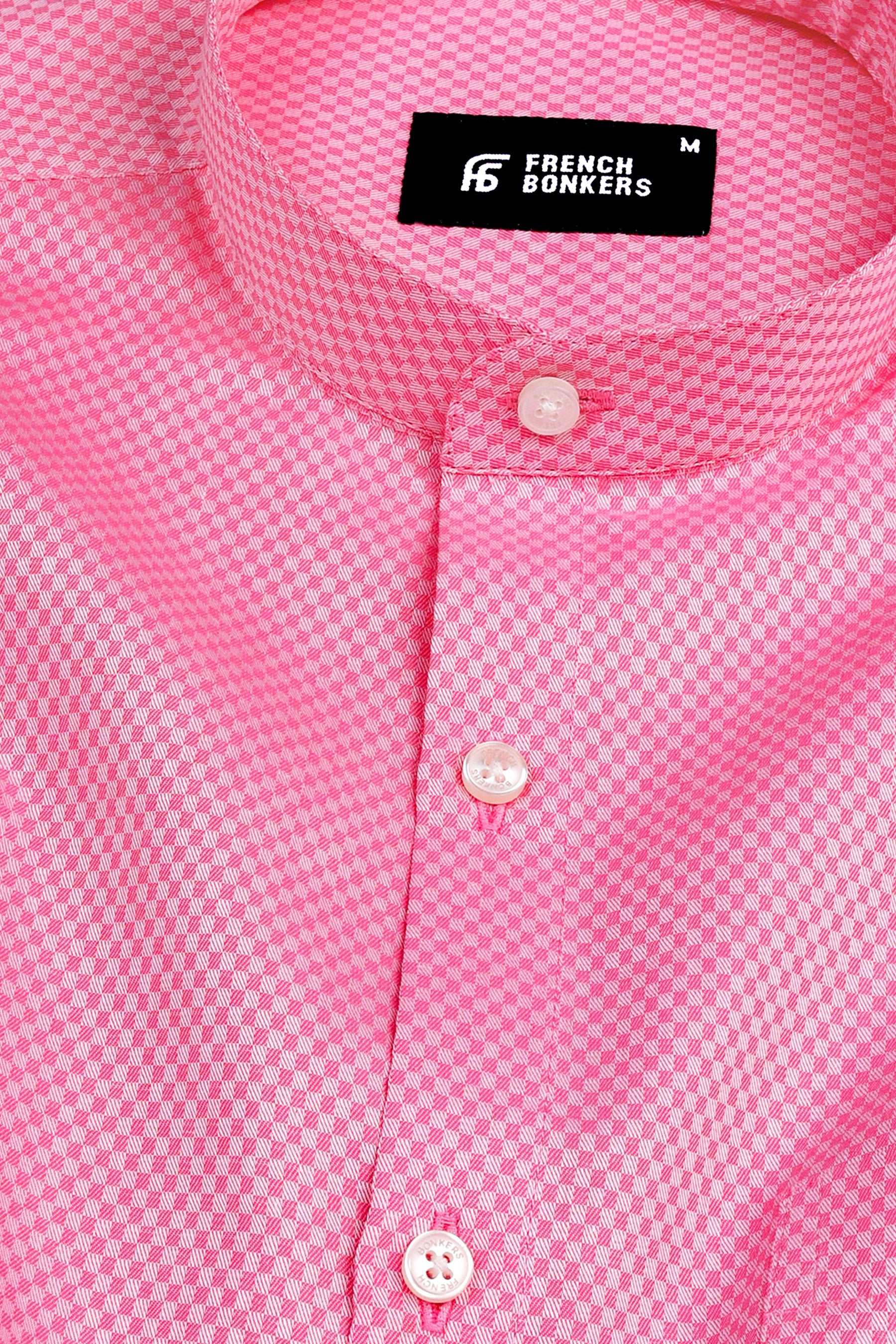 Carnation pink jacquard printed shirt
