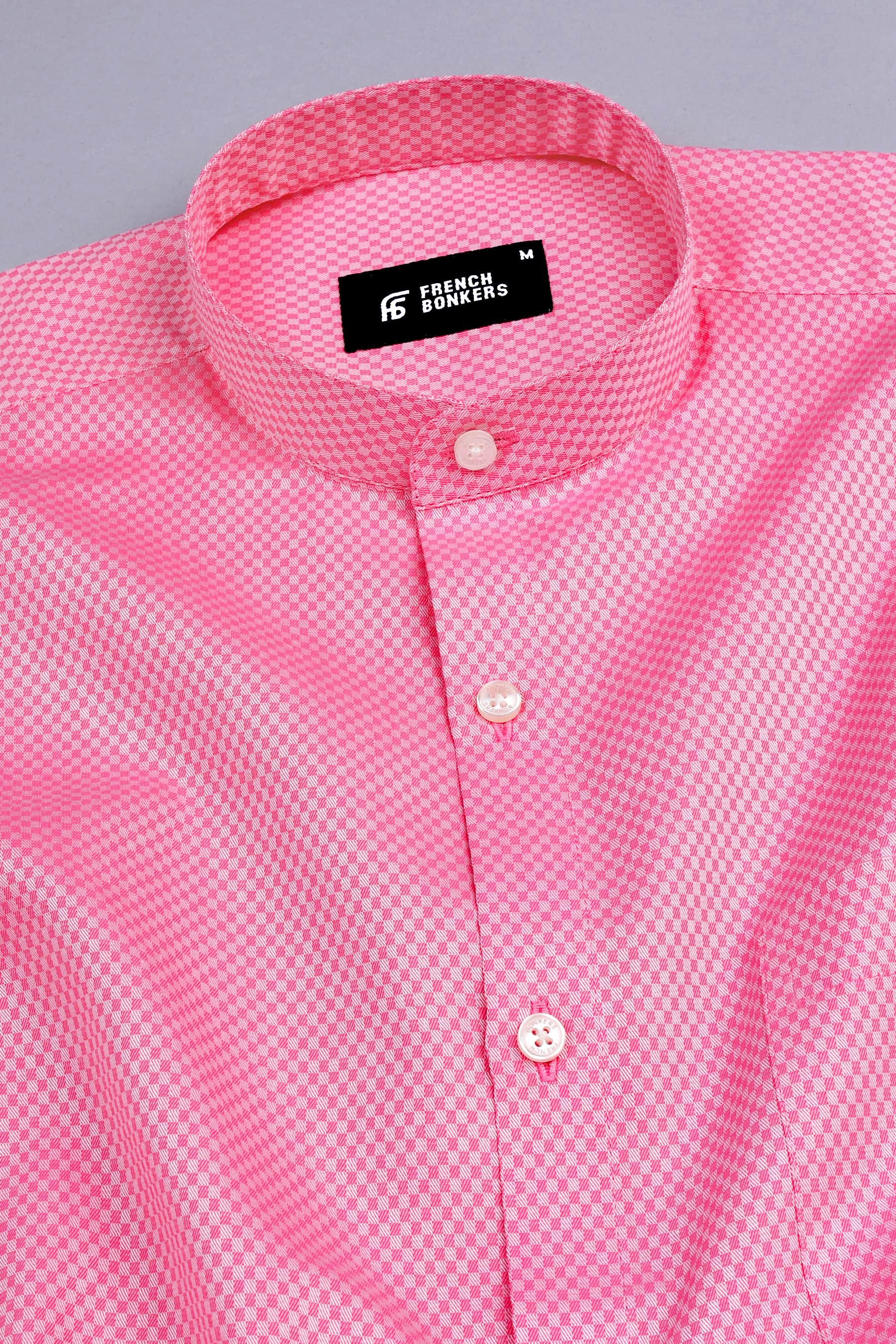 Carnation pink jacquard printed shirt