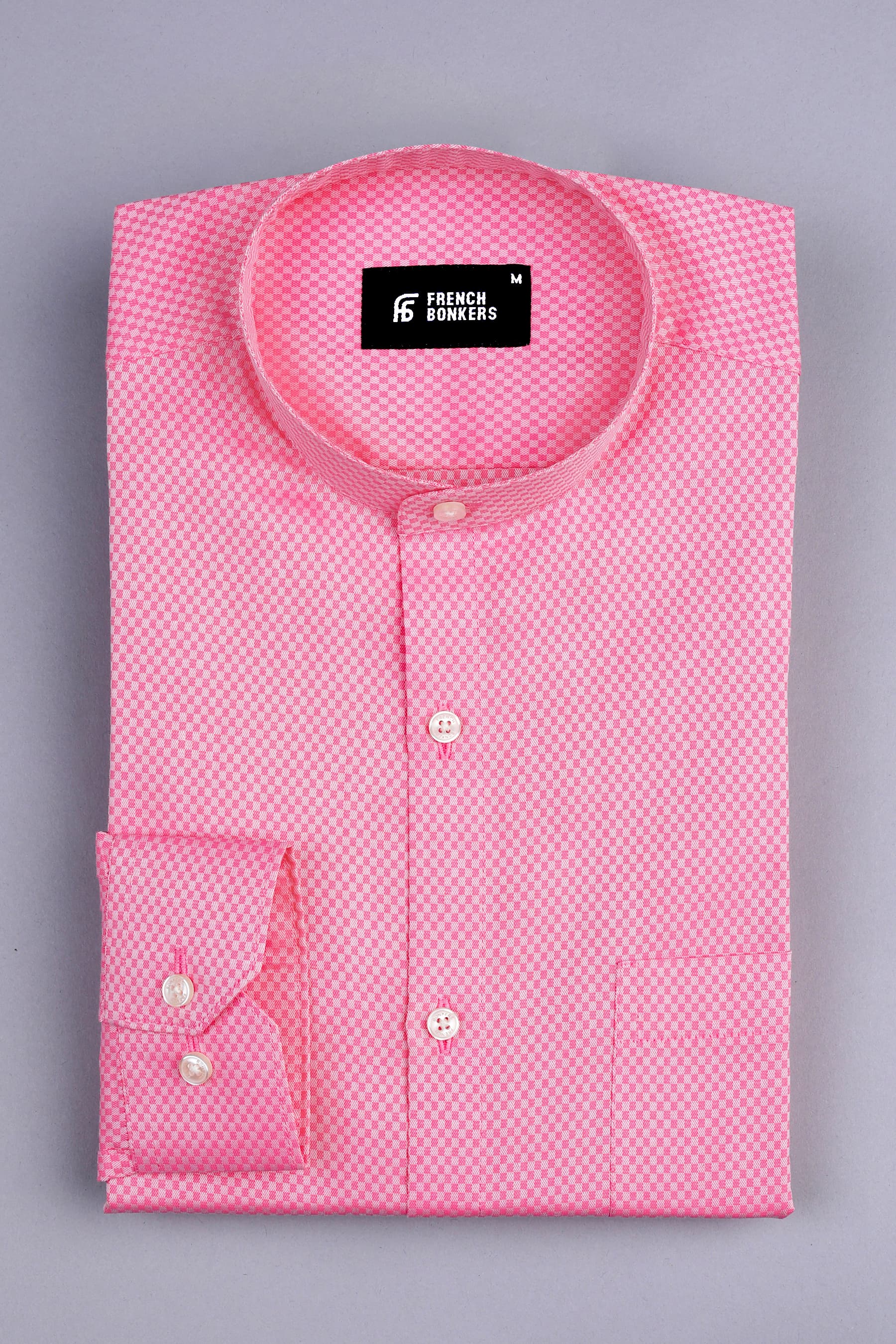 Carnation pink jacquard printed shirt