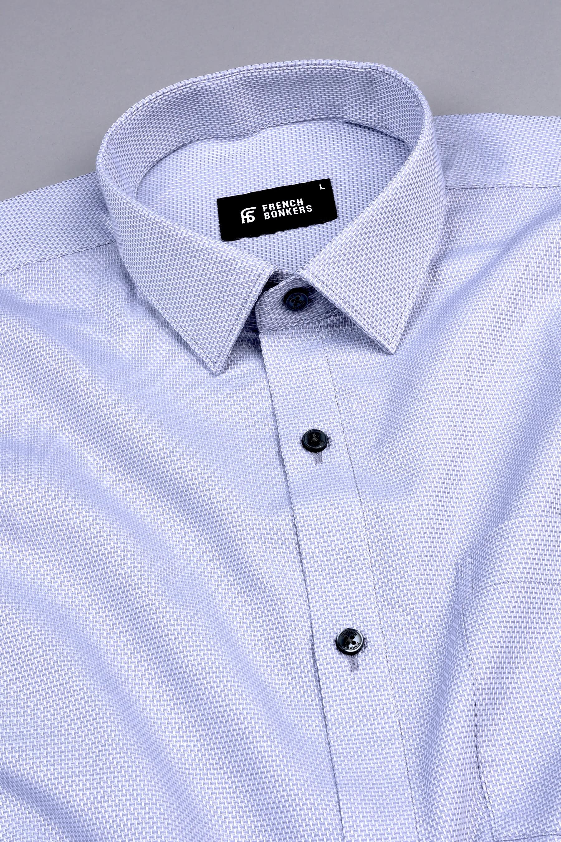 Light grey jacquard cotton shirt
