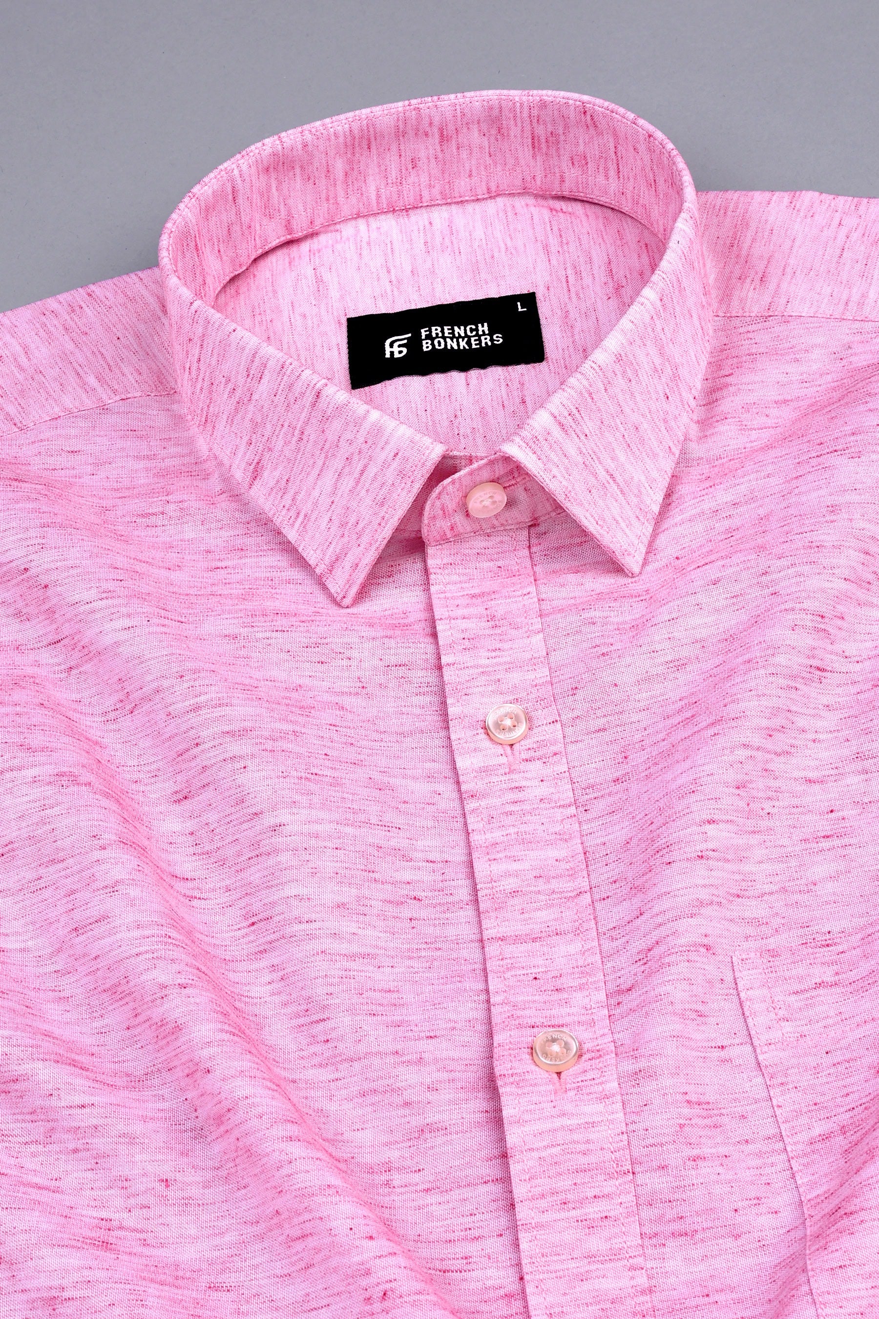 Rose pink dot with white texture solid shirt