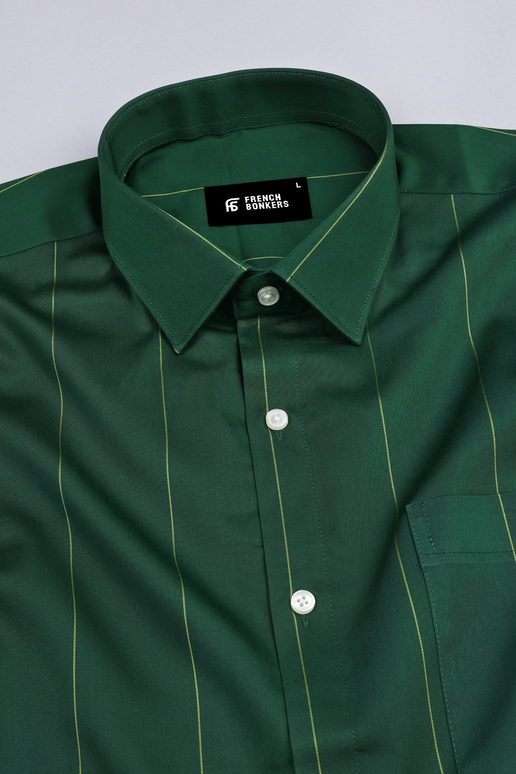 Mehndi green with yellow line awning stripe shirt