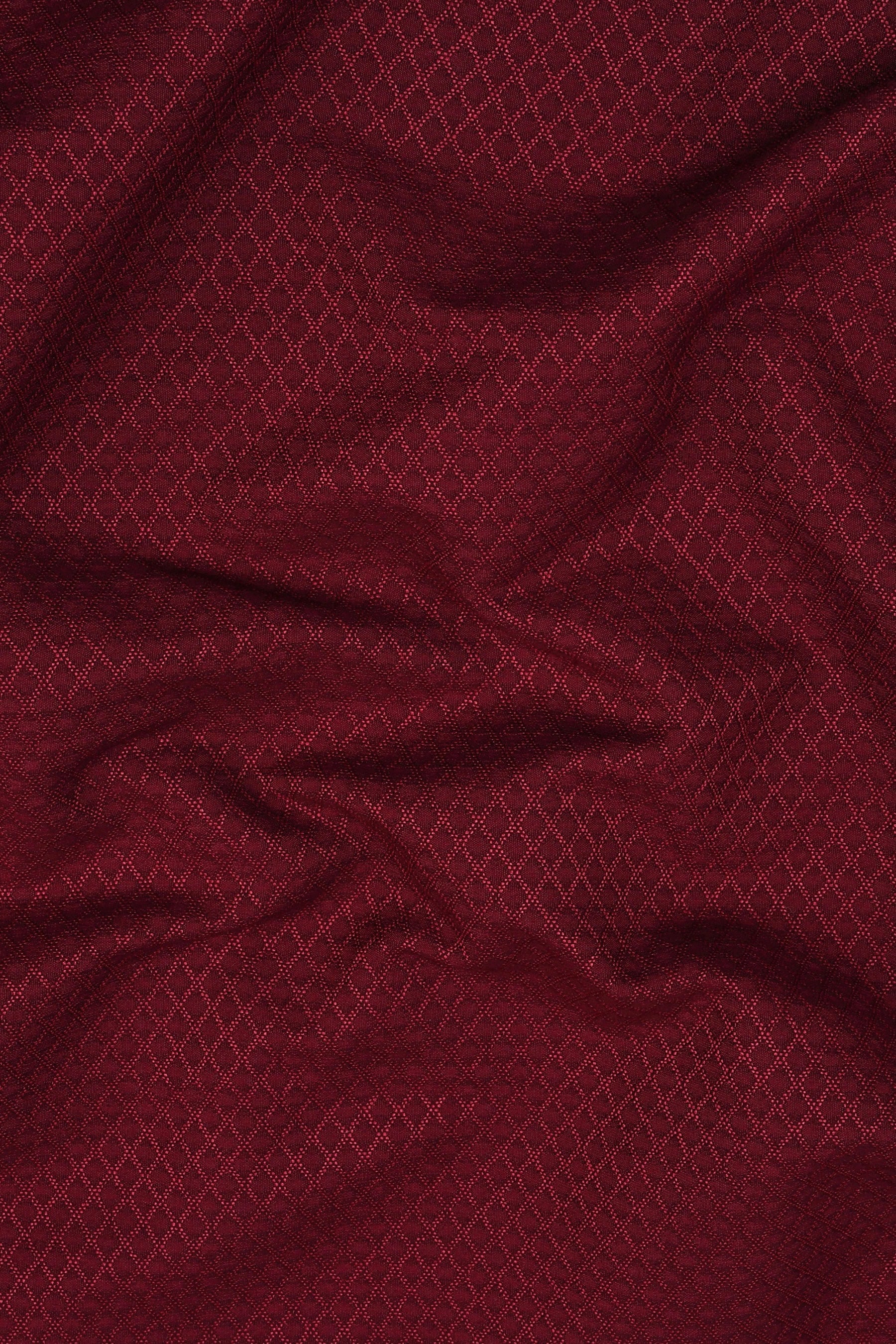 Brick Red rhombus shape jacquard cotton shirt