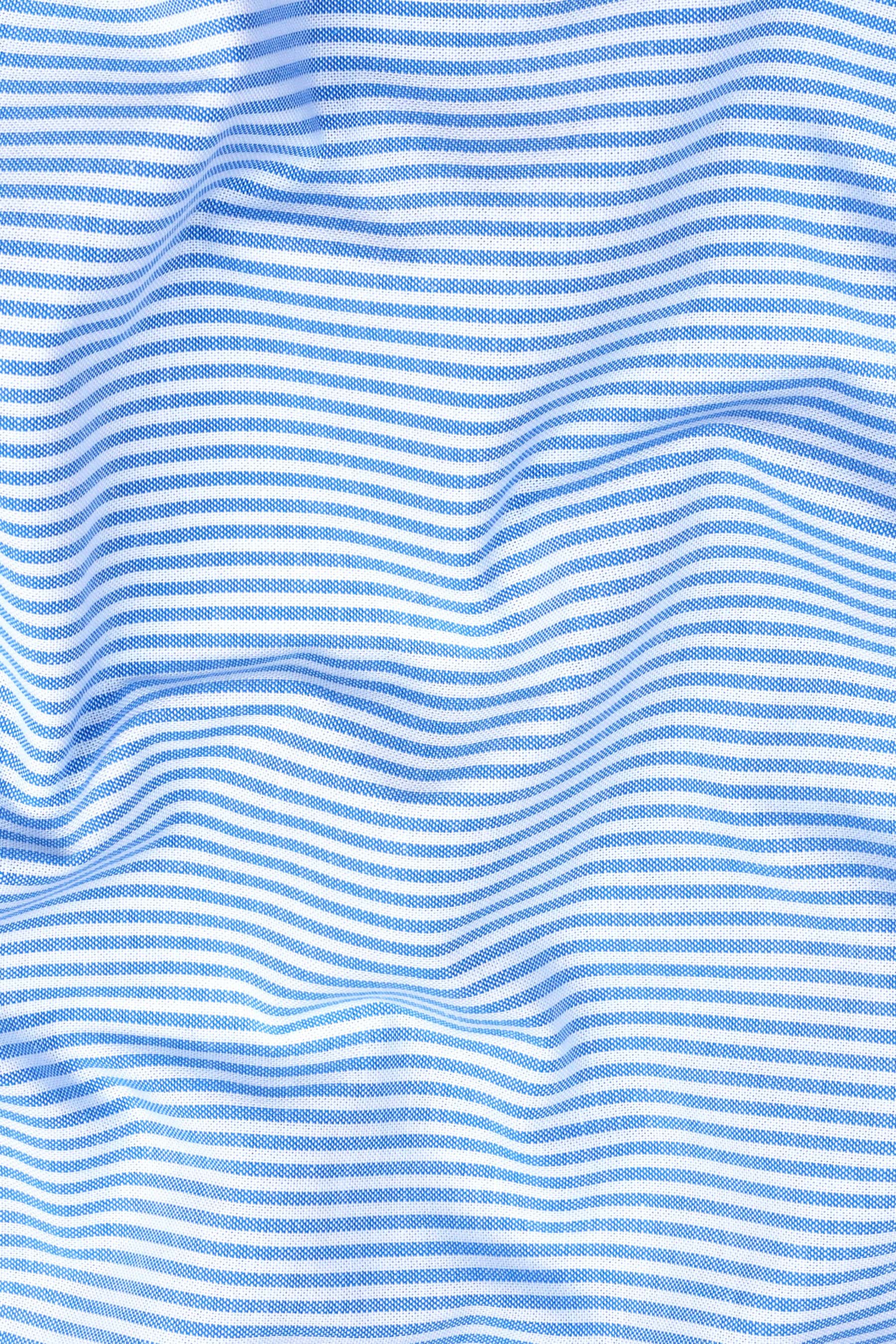 White with light sky blue line oxford stripe shirt