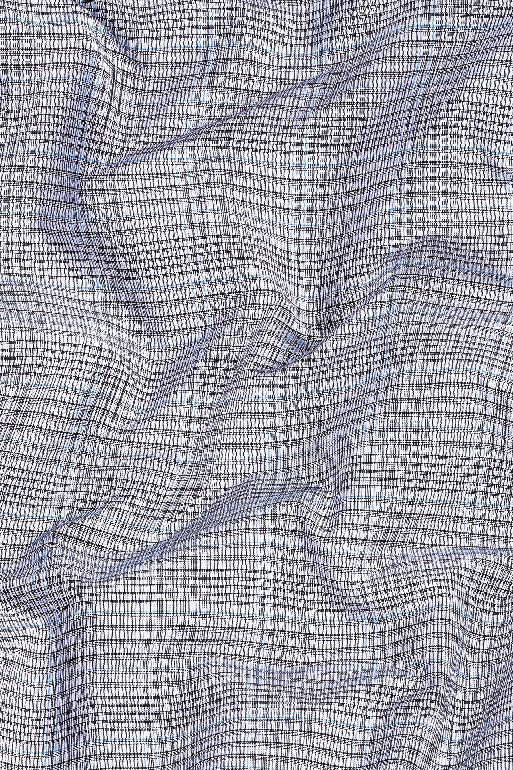 Grey with light sky blue line check shirt